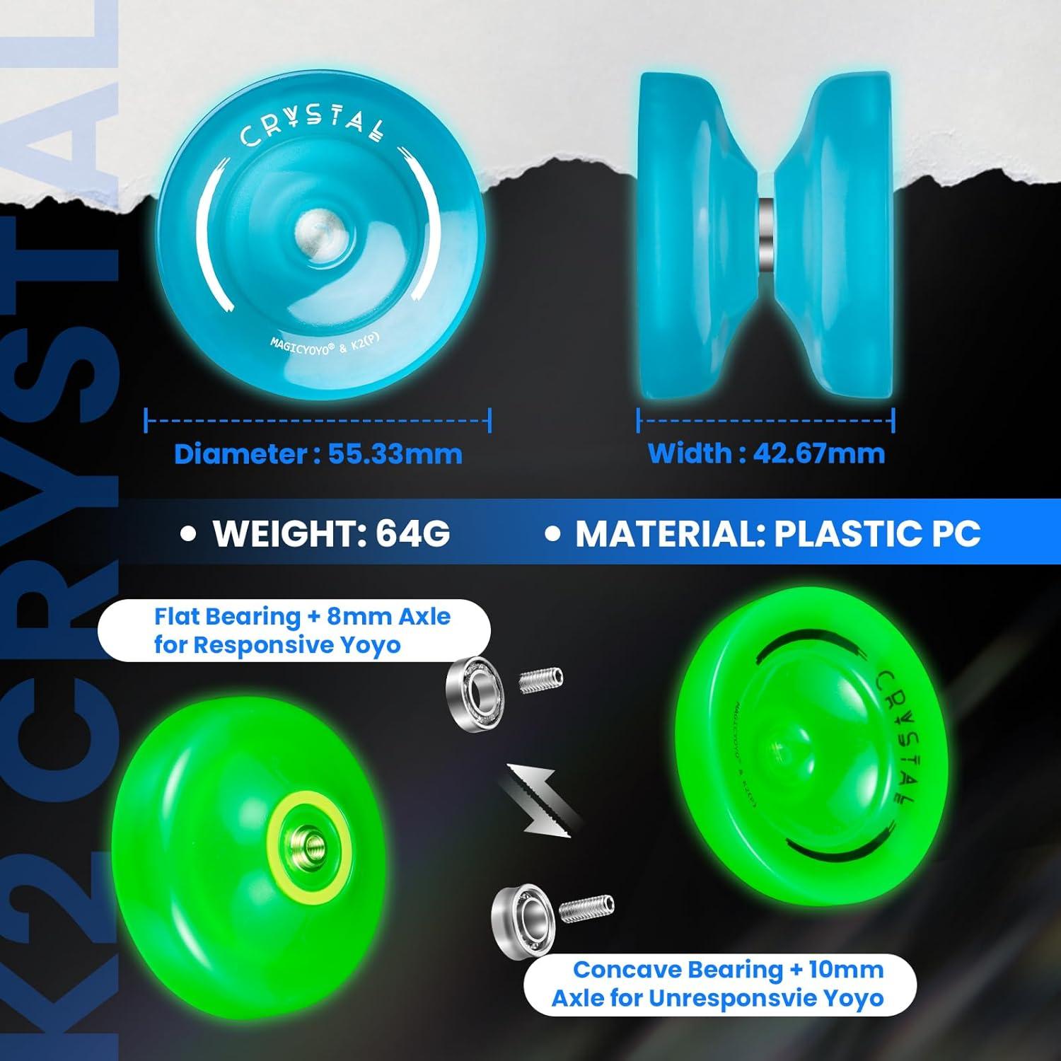 Yoyo MAGICYOYO K2 Brillante Verde y Azul + Accesorios