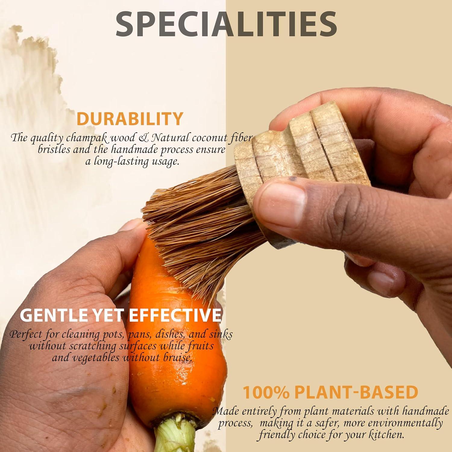 Paquete de 2 Cepillos de Cocina CeyEssemy Madera Champak