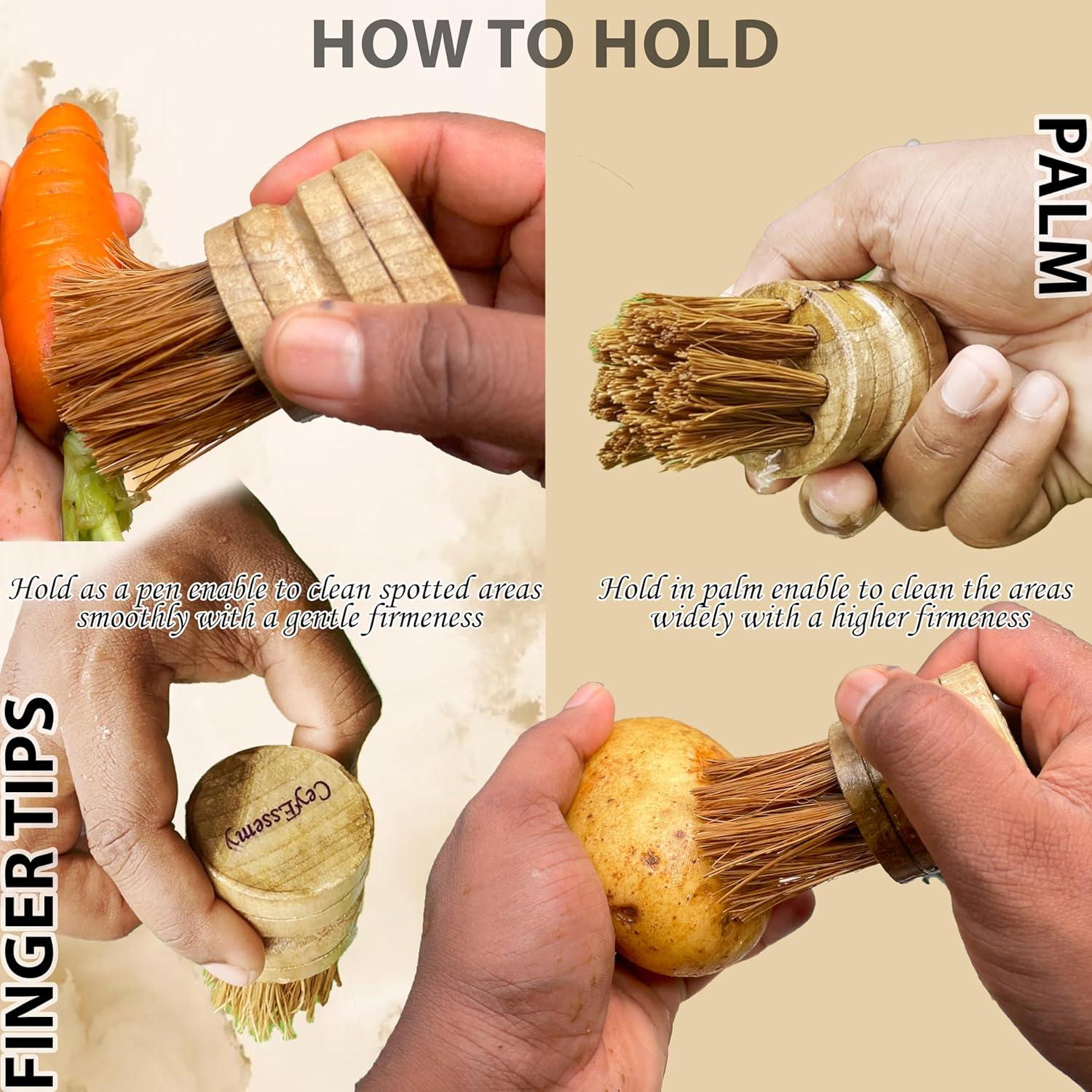 Paquete de 2 Cepillos de Cocina CeyEssemy Madera Champak