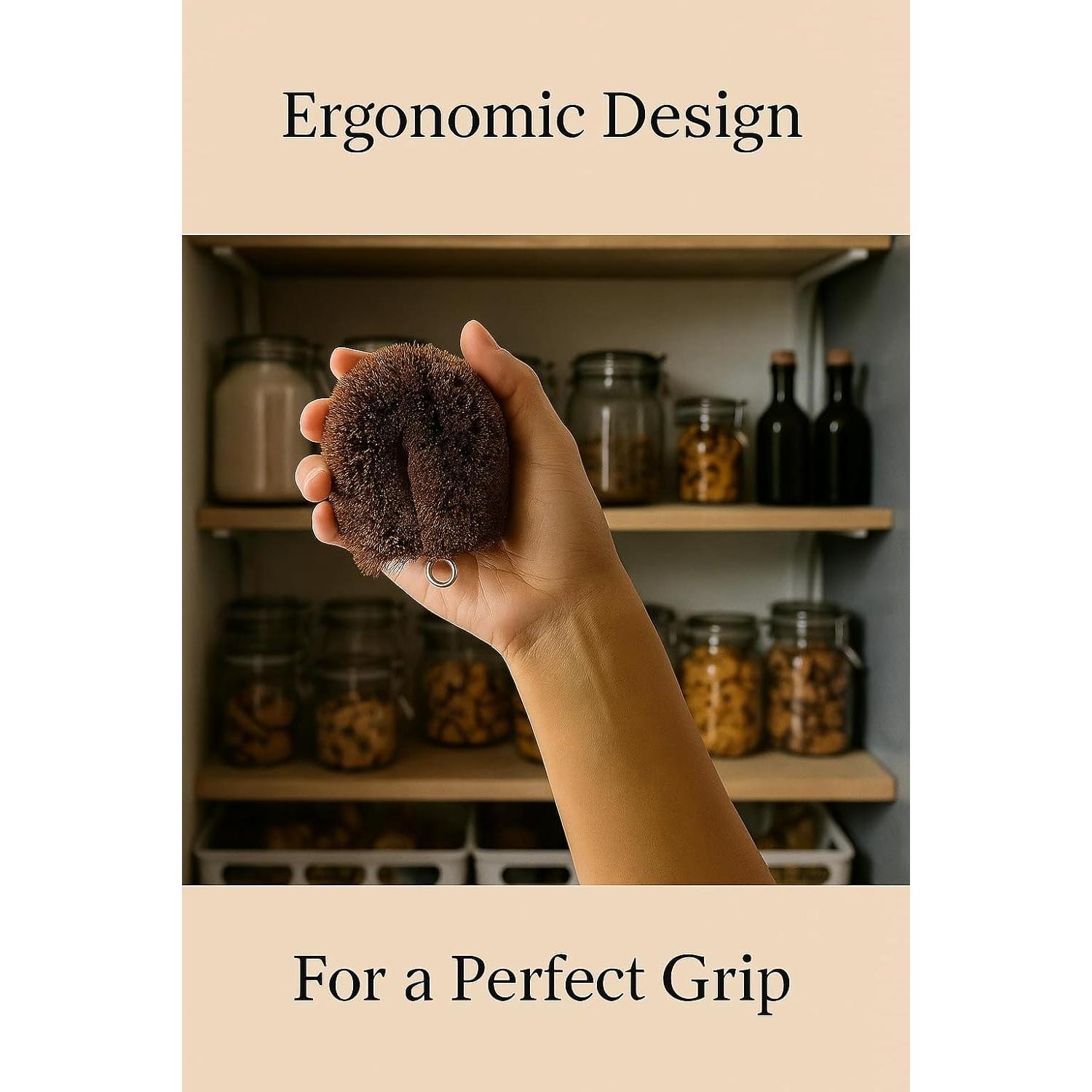 Paquete de 2 Cepillos TAWASHI de Coir para Limpieza de Verduras