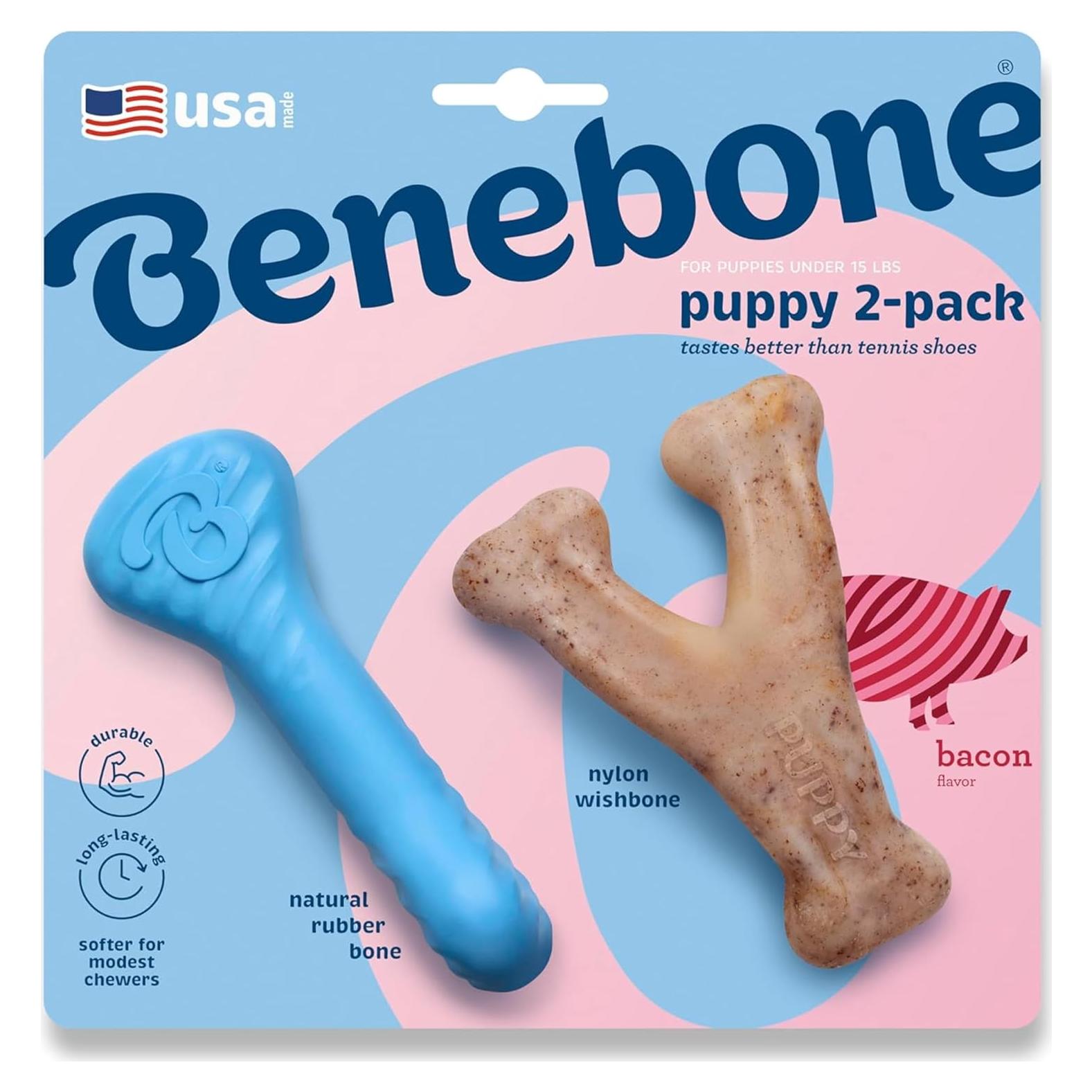 Benebone Cachorro 2-Pack Hueso de Goma Sabor Bacon