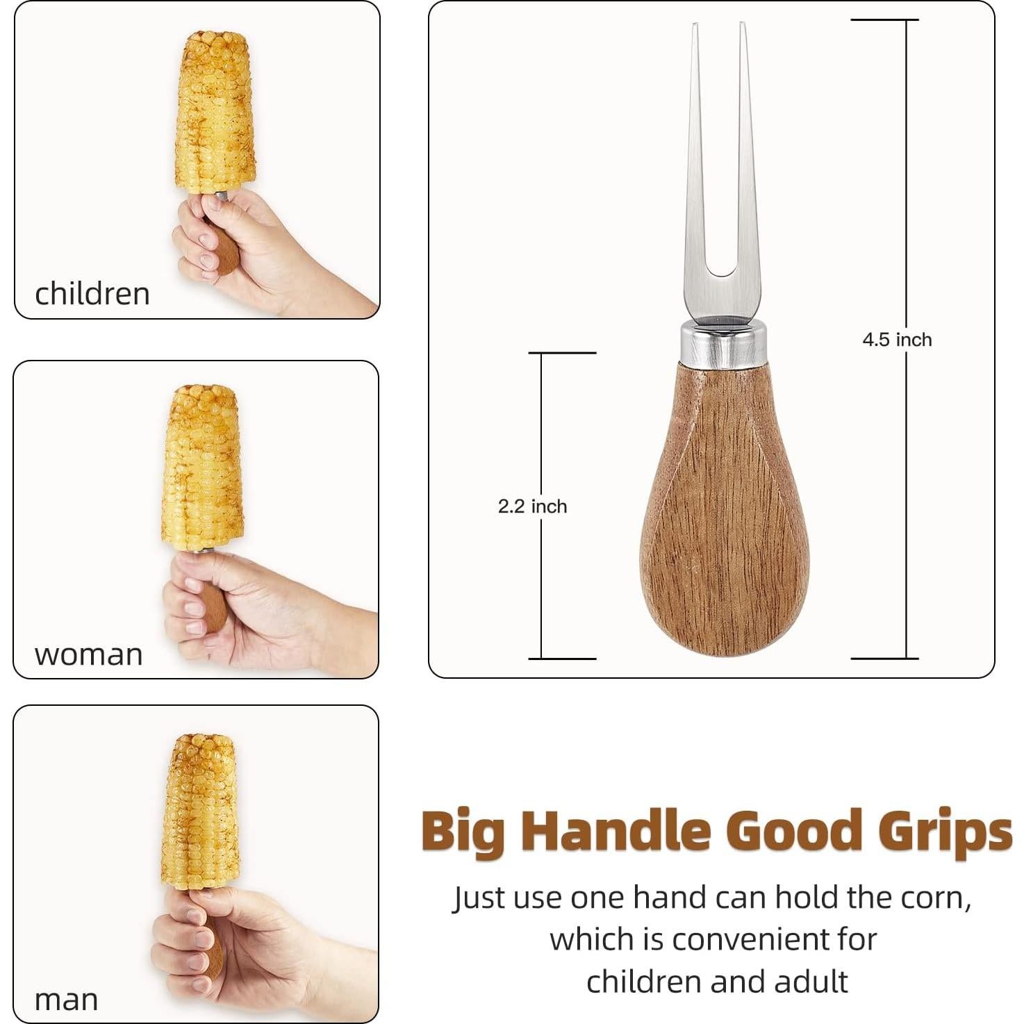 8 Sujetadores de Mazorcas de Maíz OMGOD con Mango de Madera