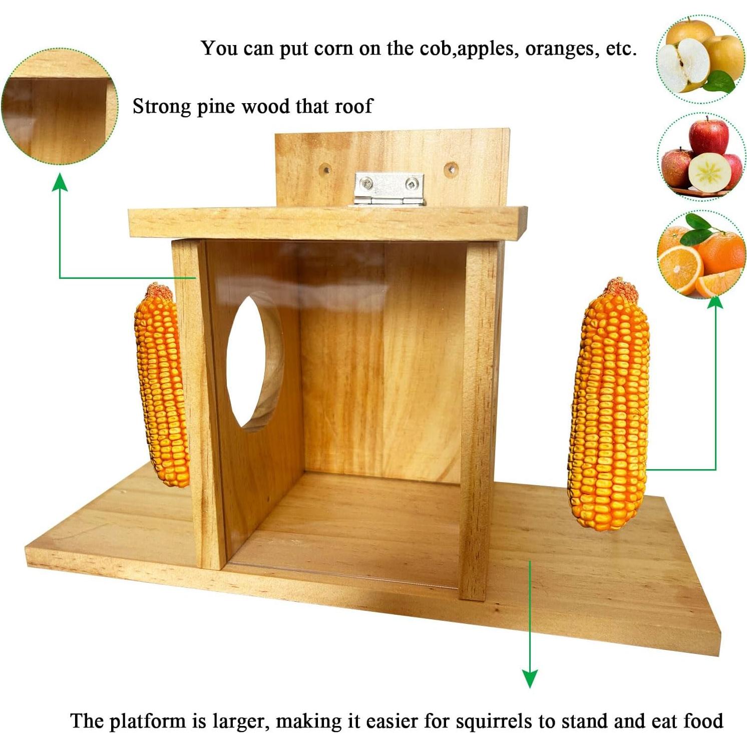 Comedero para Ardillas LENEDI de Madera Impermeable 0.68 kg