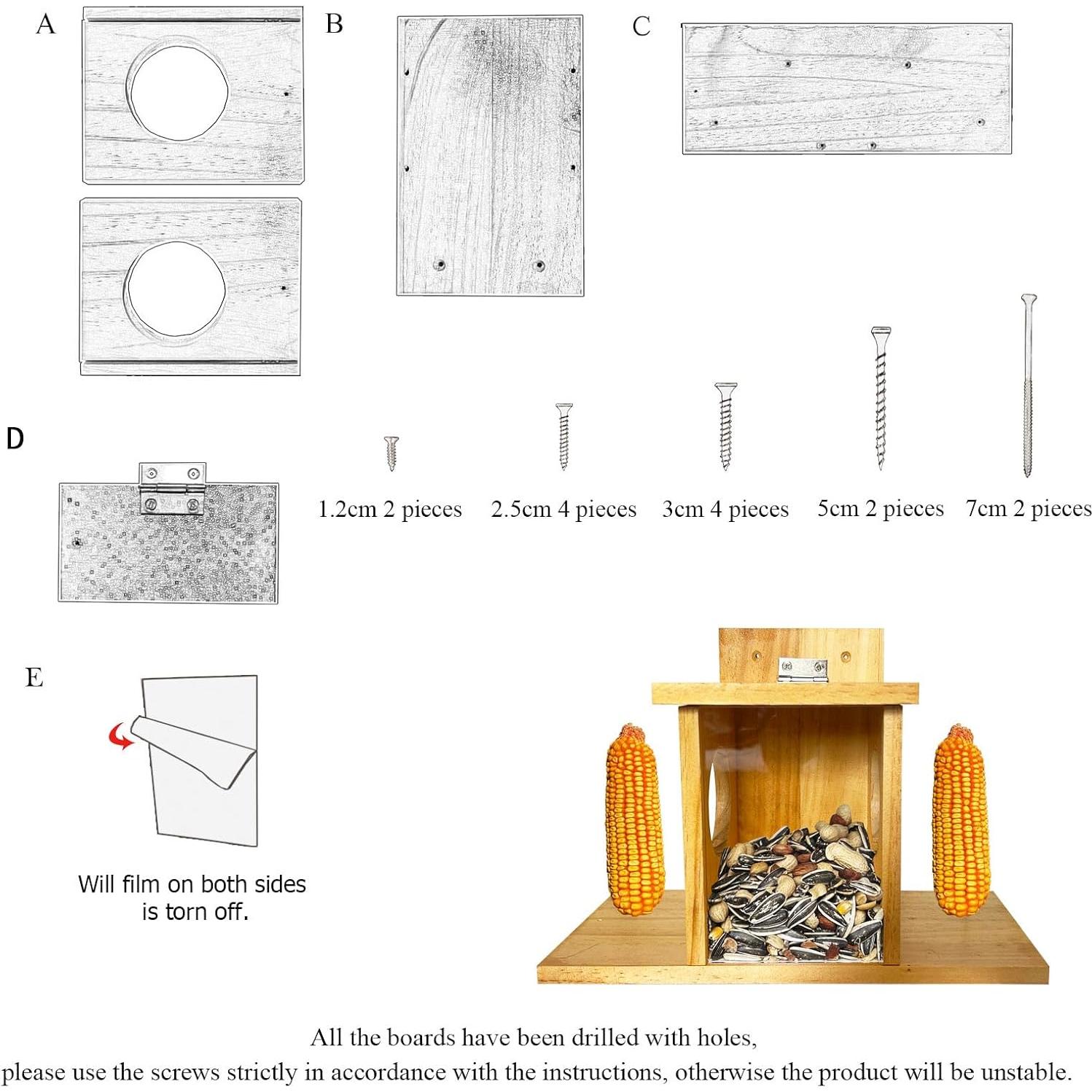Comedero para Ardillas LENEDI de Madera Impermeable 0.68 kg