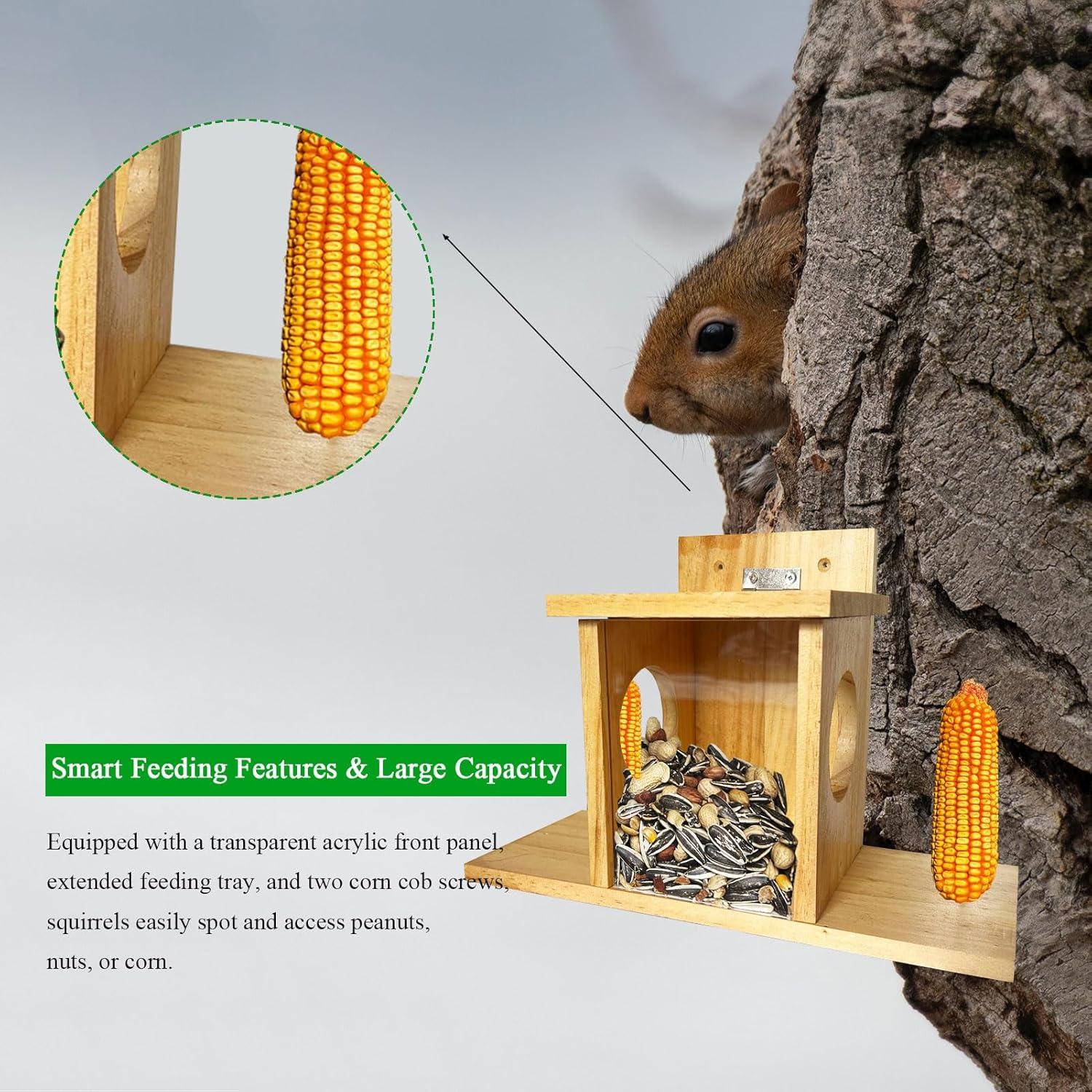 Comedero para Ardillas LENEDI de Madera Impermeable 0.68 kg