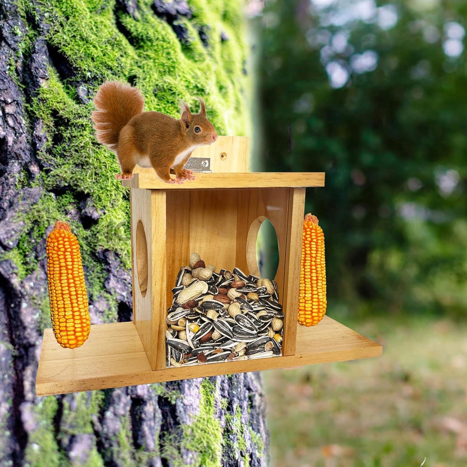 Comedero para Ardillas LENEDI de Madera Impermeable 0.68 kg