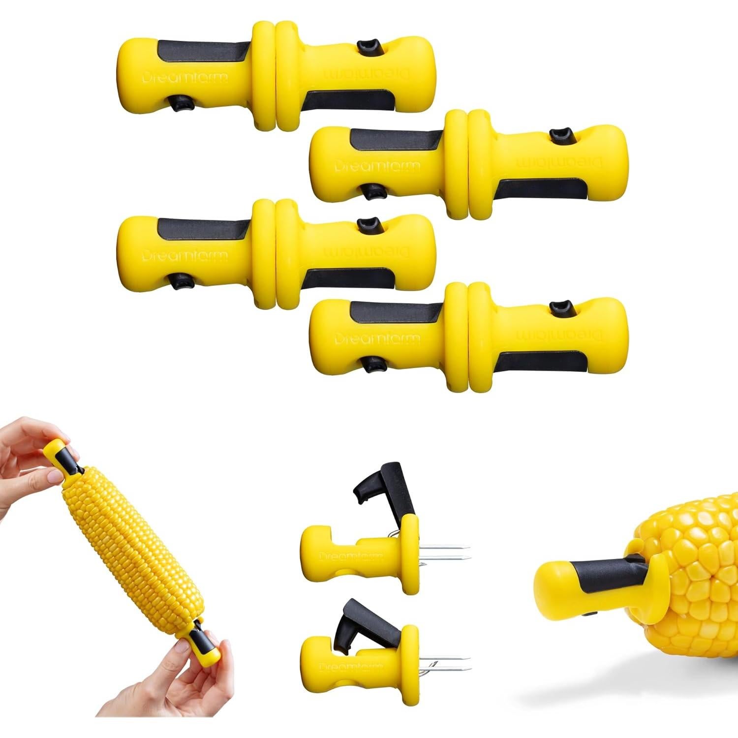 Soportes de Mazorcas Dreamfarm Lockorns Amarillo/Negro - 4 Pares