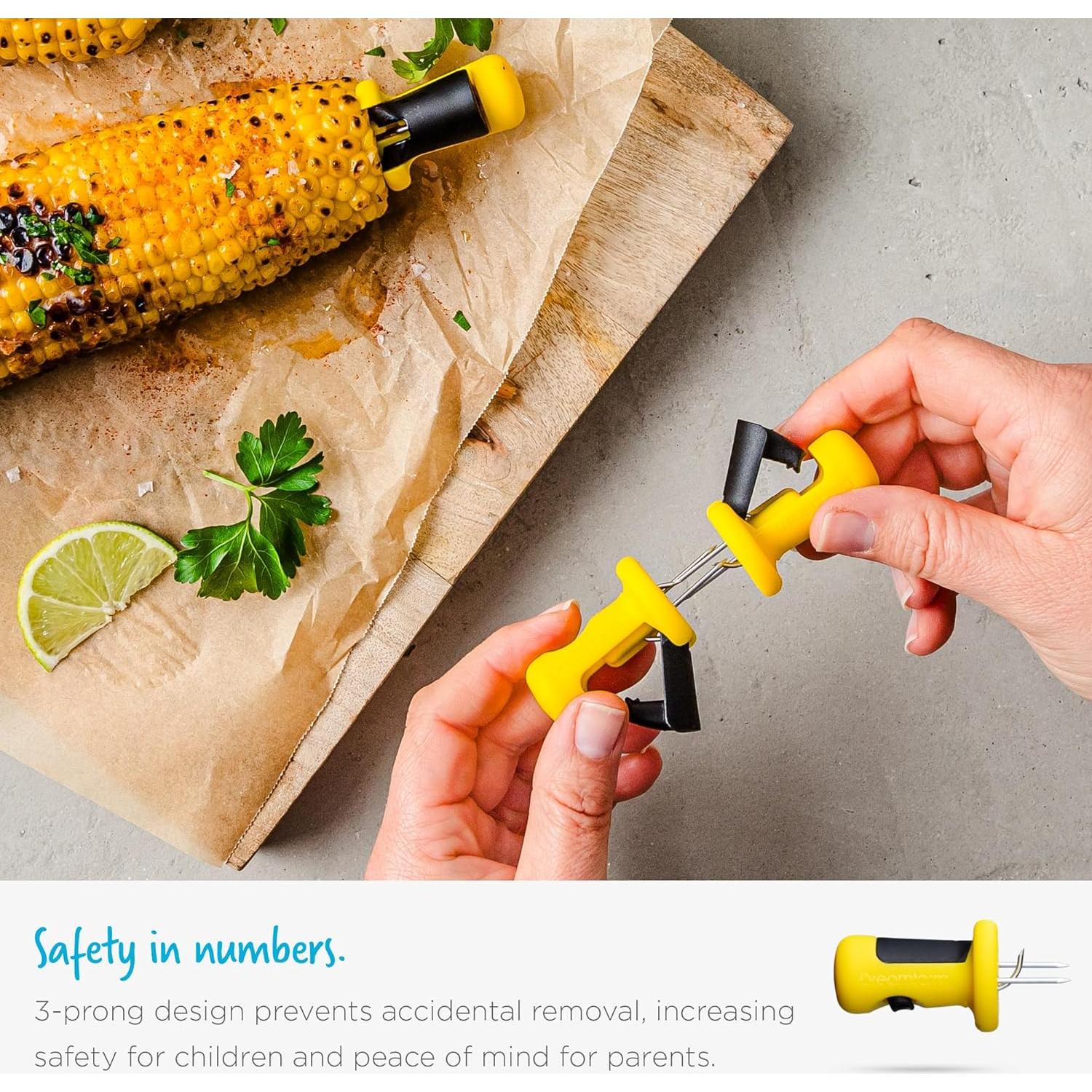 Soportes de Mazorcas Dreamfarm Lockorns Amarillo/Negro - 4 Pares