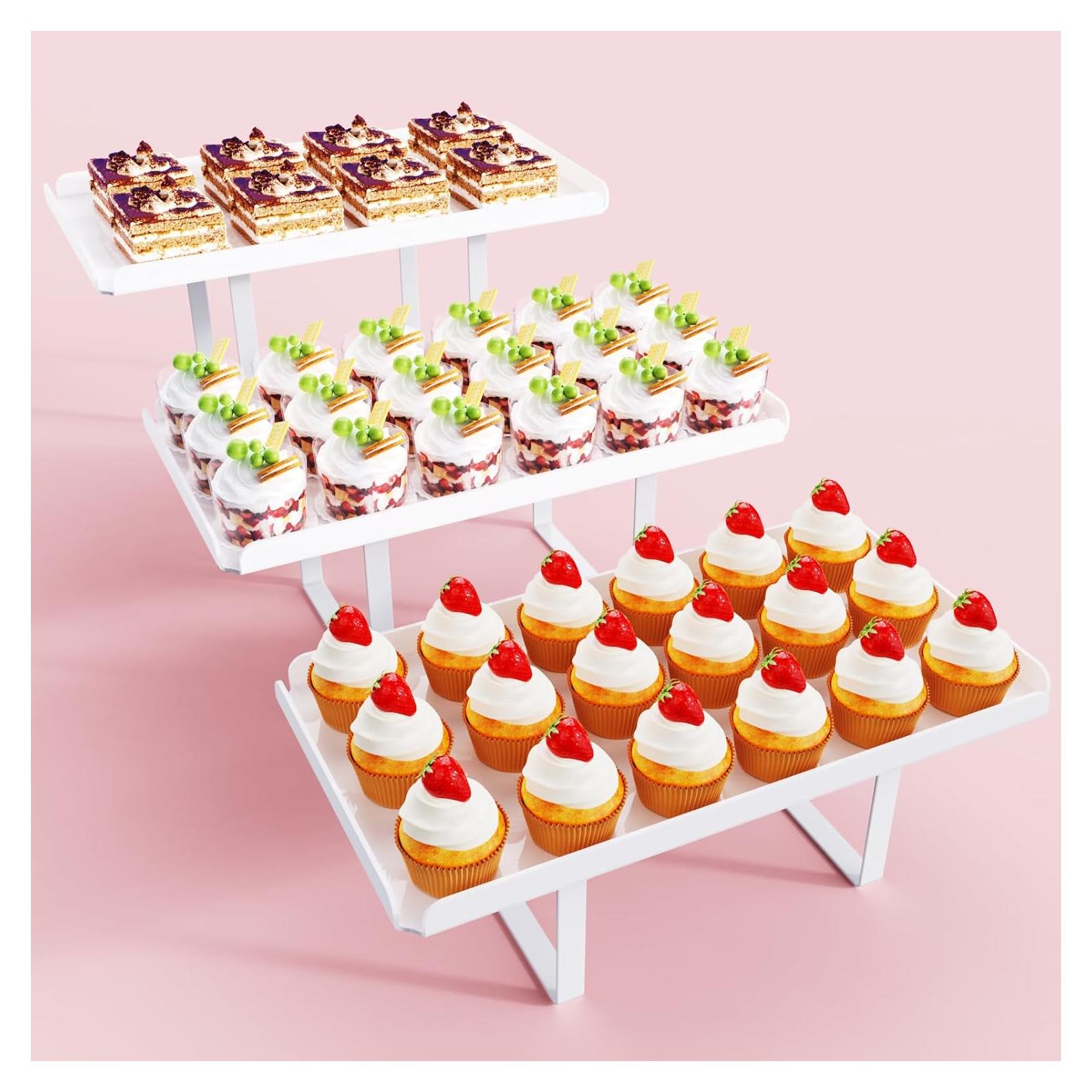 Soporte para Cupcakes Bakzon 3 Niveles Acrílico Blanco Hierro