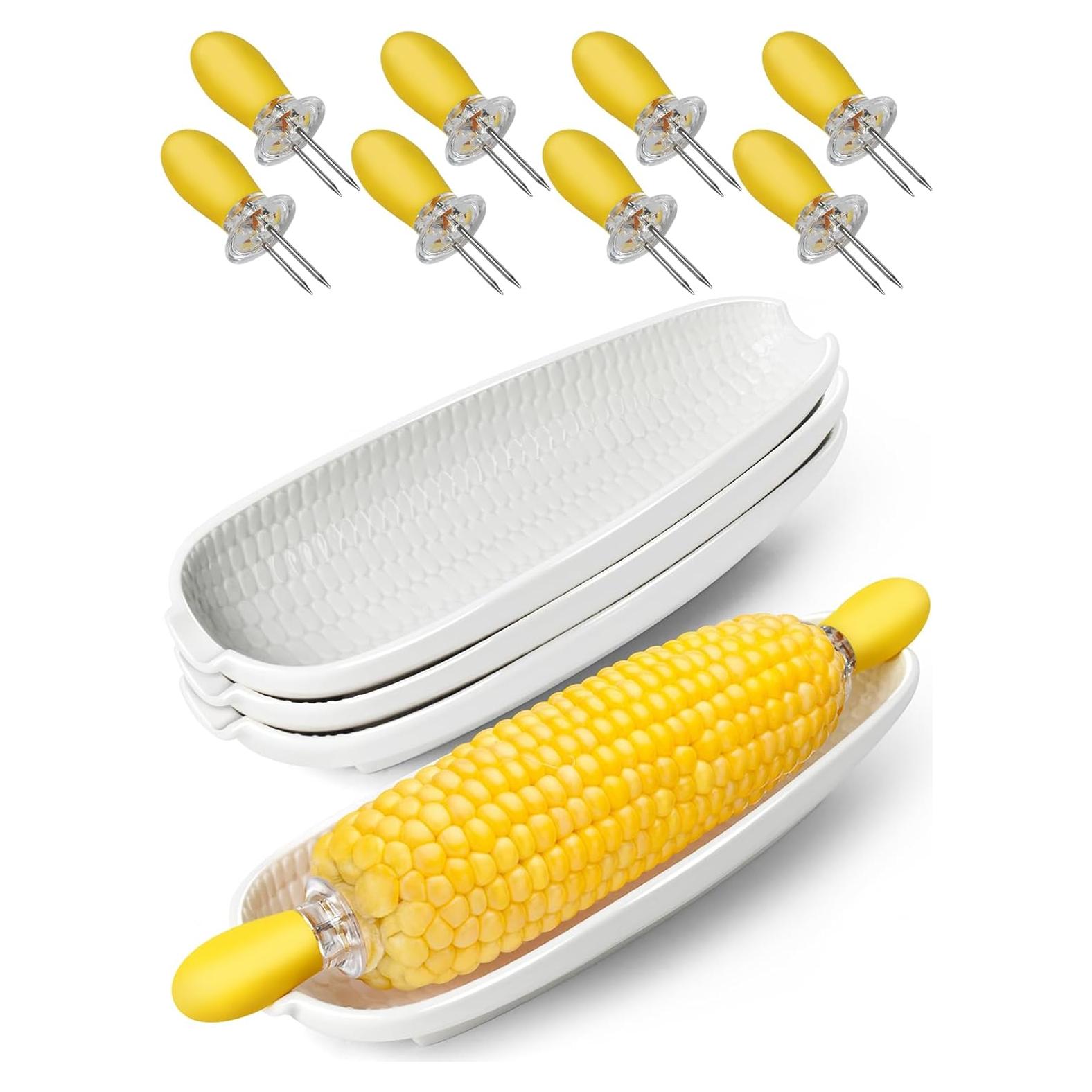 Juego de Platos de Cerámica Artcome con 8 Sujetadores para Mazorcas