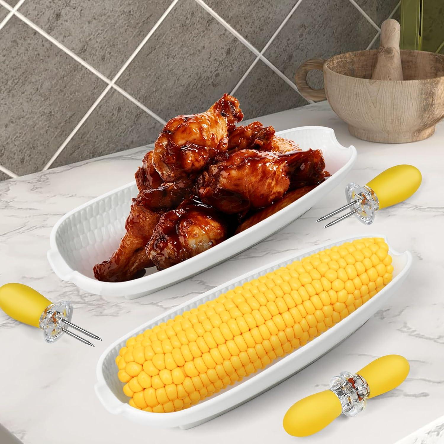 Juego de Platos de Cerámica Artcome con 8 Sujetadores para Mazorcas