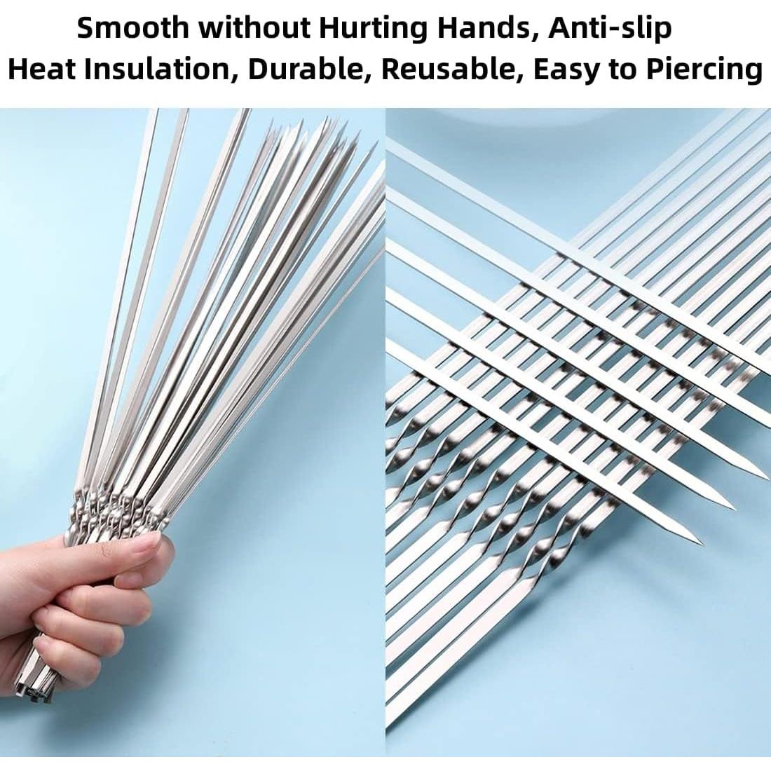 Pinchos de Kebab Reutilizables WILLBBQ 20PCS 33.5 cm Acero Inoxidable