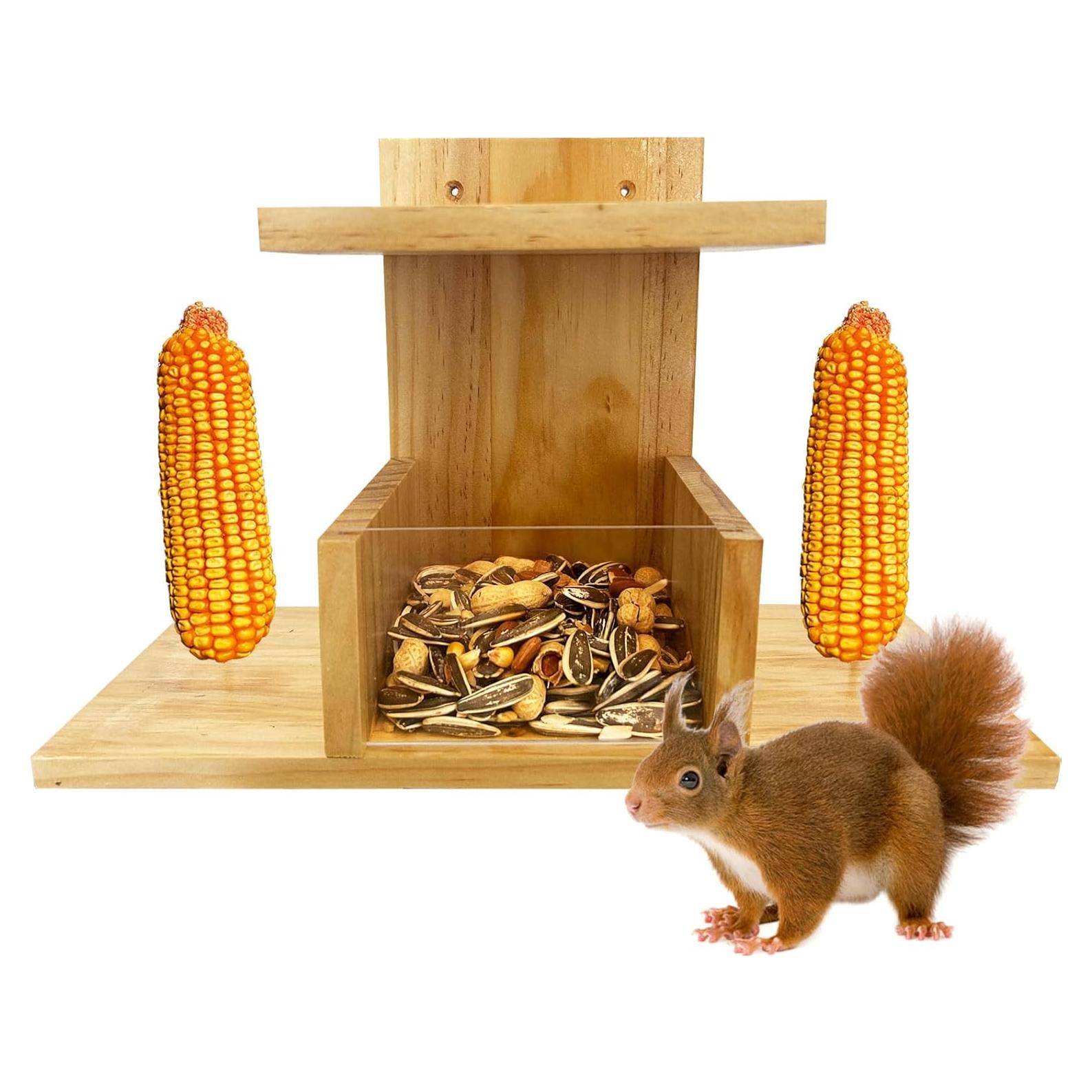 Comedero para Ardillas Whesamy de Madera Impermeable 32x14.5cm