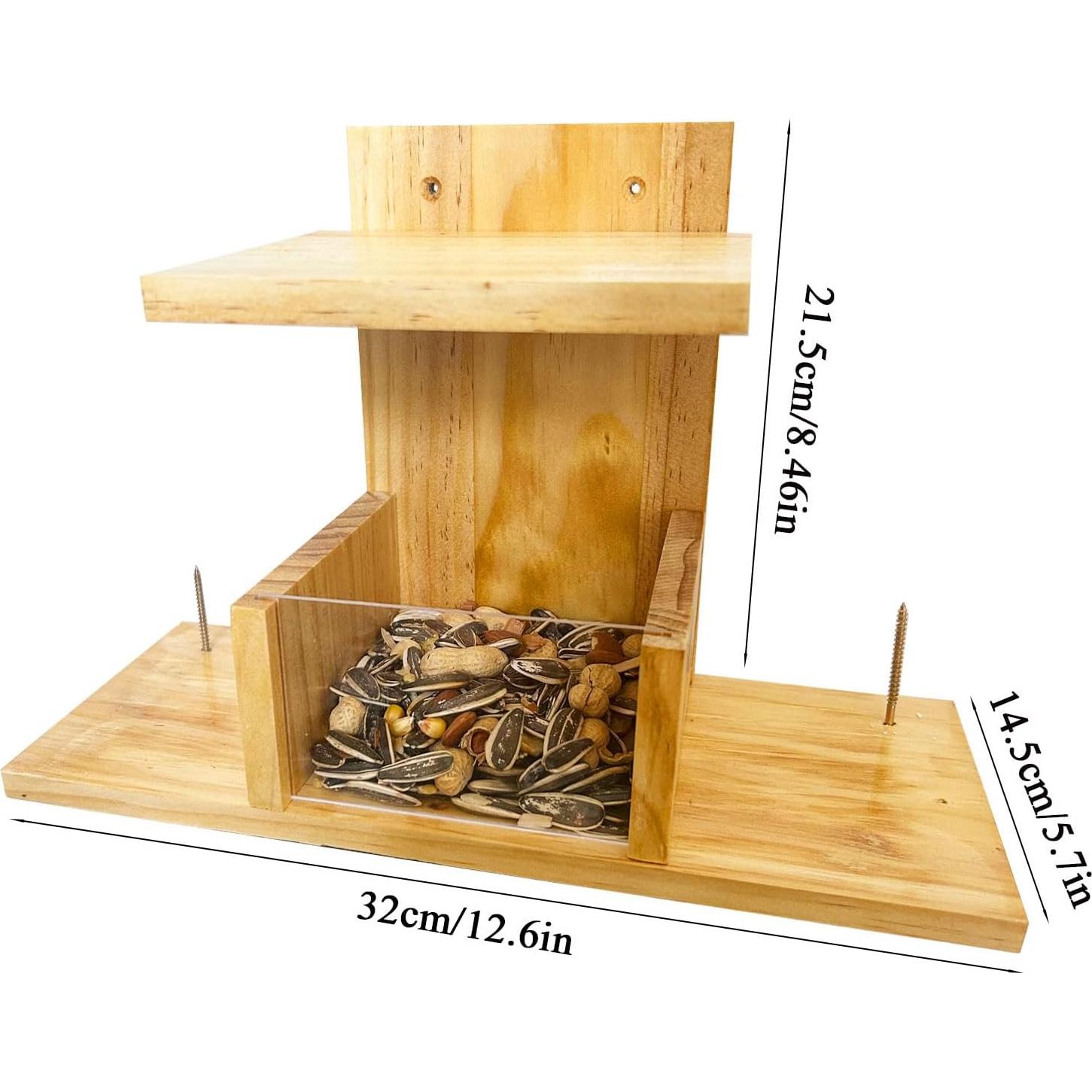 Comedero para Ardillas Whesamy de Madera Impermeable 32x14.5cm