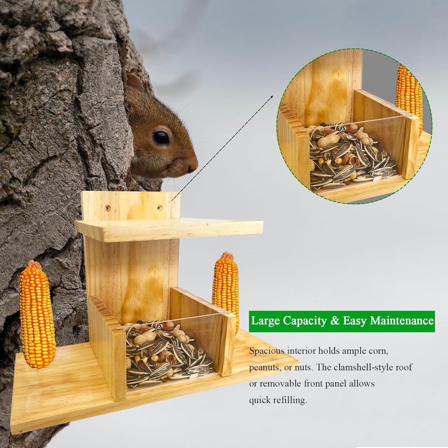 Comedero para Ardillas Whesamy de Madera Impermeable 32x14.5cm