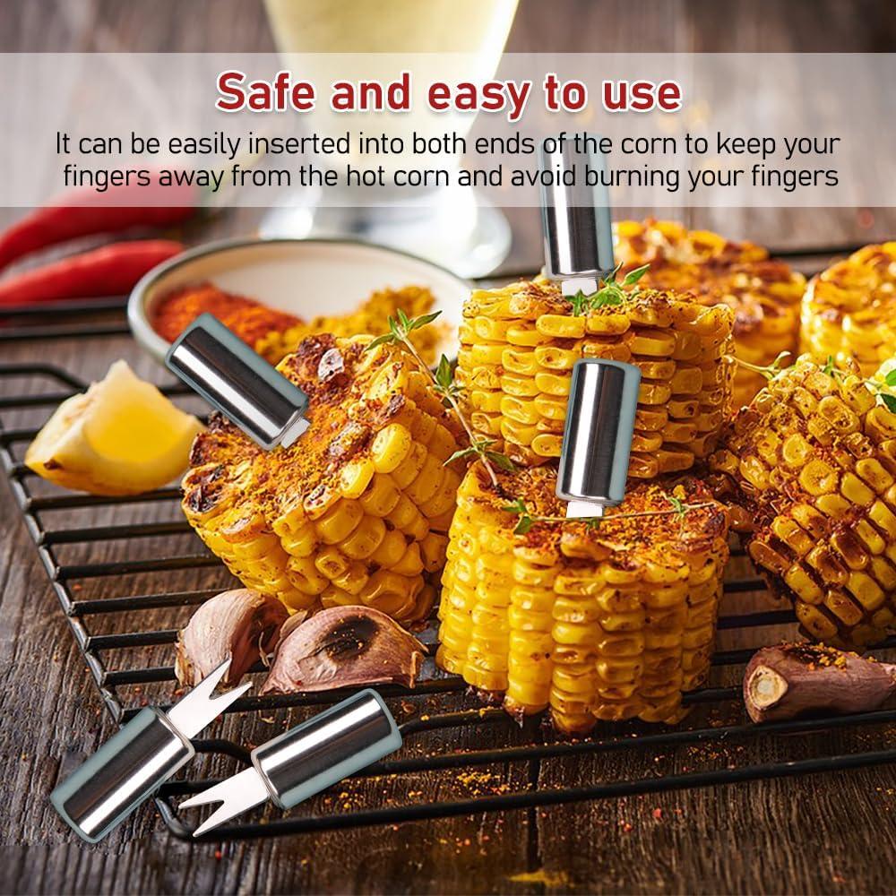 10 Sujetadores de Mazorcas de Maíz ZORZA Acero Inoxidable