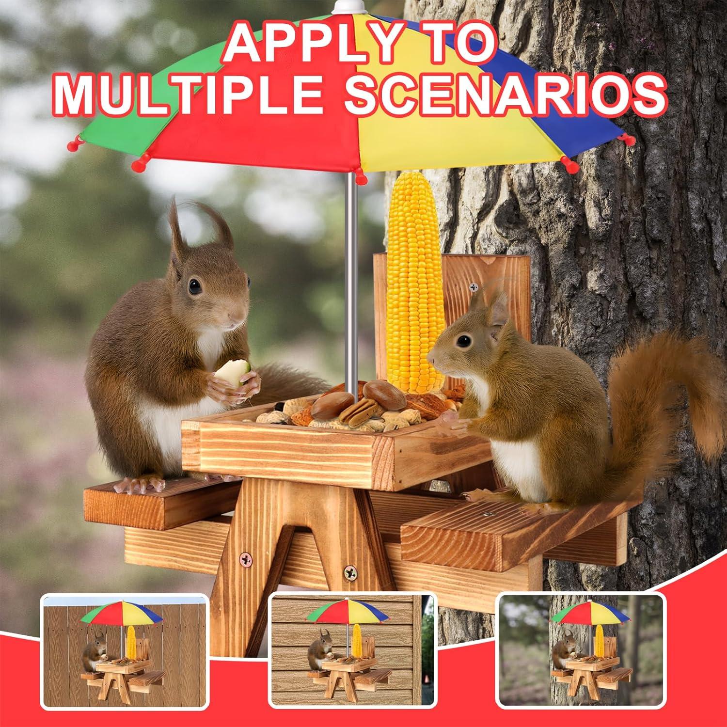 Comedero para Ardillas Gnodry con Paraguas Rojo - Exterior