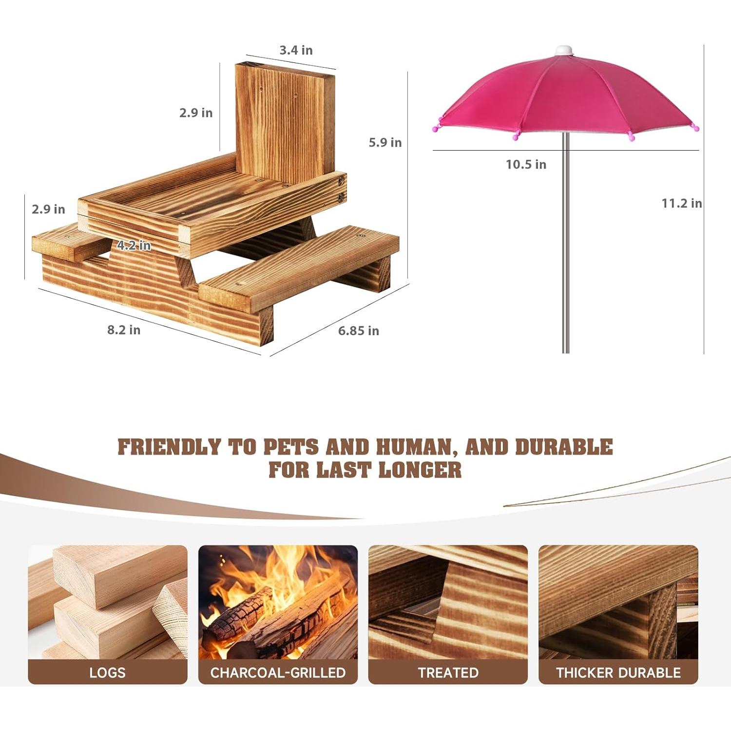 Comedero para Ardillas Gnodary con Paraguas Rosa Oscuro