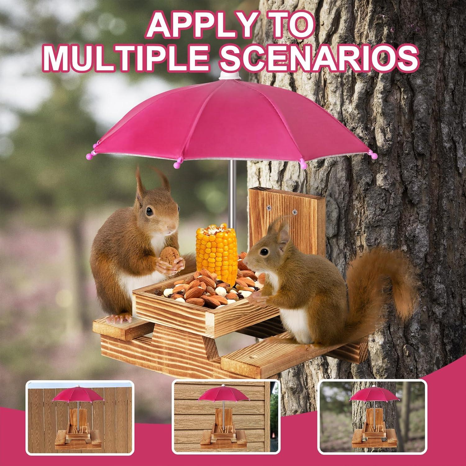 Comedero para Ardillas Gnodary con Paraguas Rosa Oscuro
