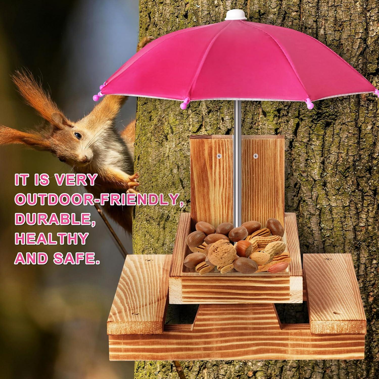 Comedero para Ardillas Gnodary con Paraguas Rosa Oscuro