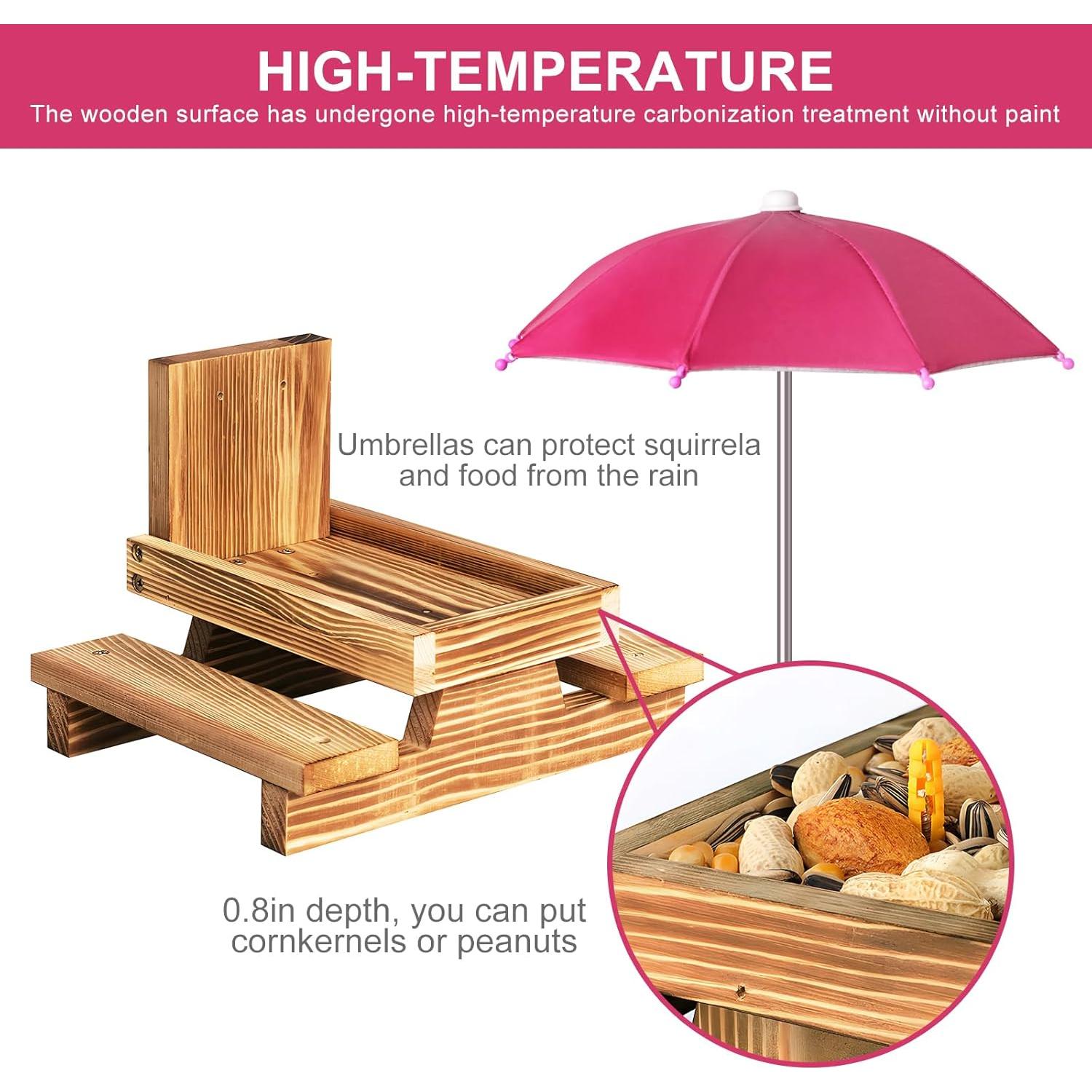 Comedero para Ardillas Gnodary con Paraguas Rosa Oscuro