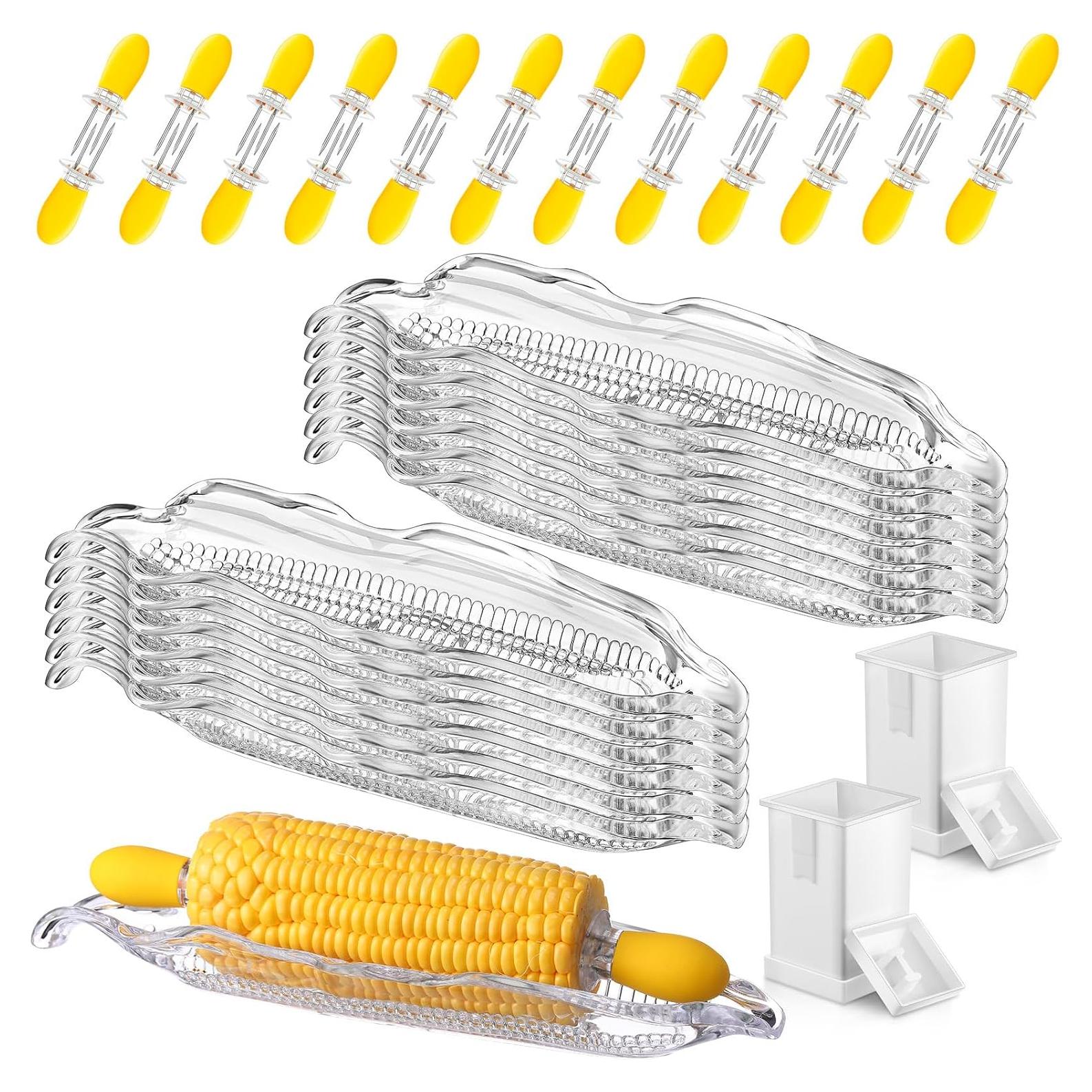 Juego de Utensilios para Maíz Sliner 38 Pcs - 12 Bandejas y 24 Sujetadores