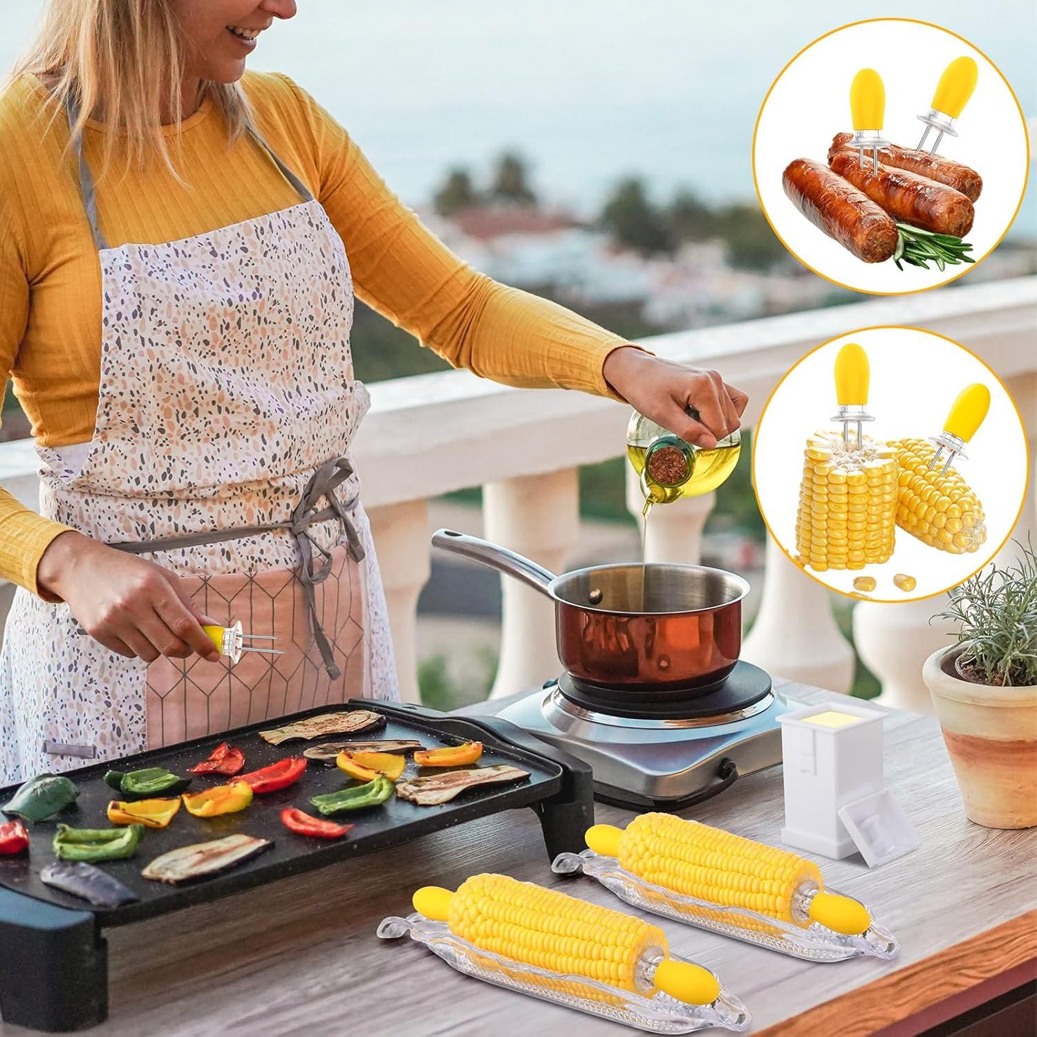 Juego de Utensilios para Maíz Sliner 38 Pcs - 12 Bandejas y 24 Sujetadores