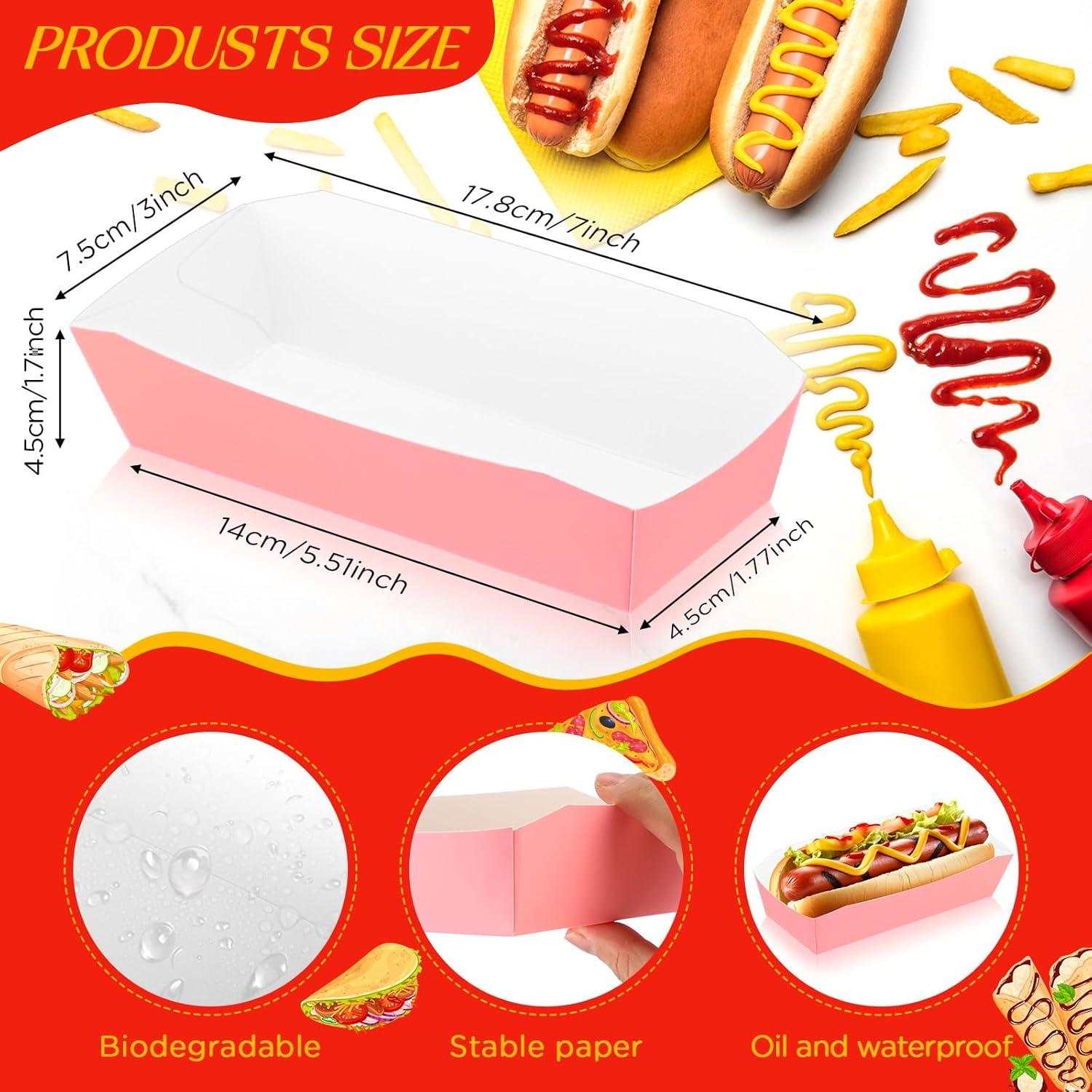 Bandejas de Papel Desechables Yeaqee 100 Pcs Rosa 21.5x14.6 cm