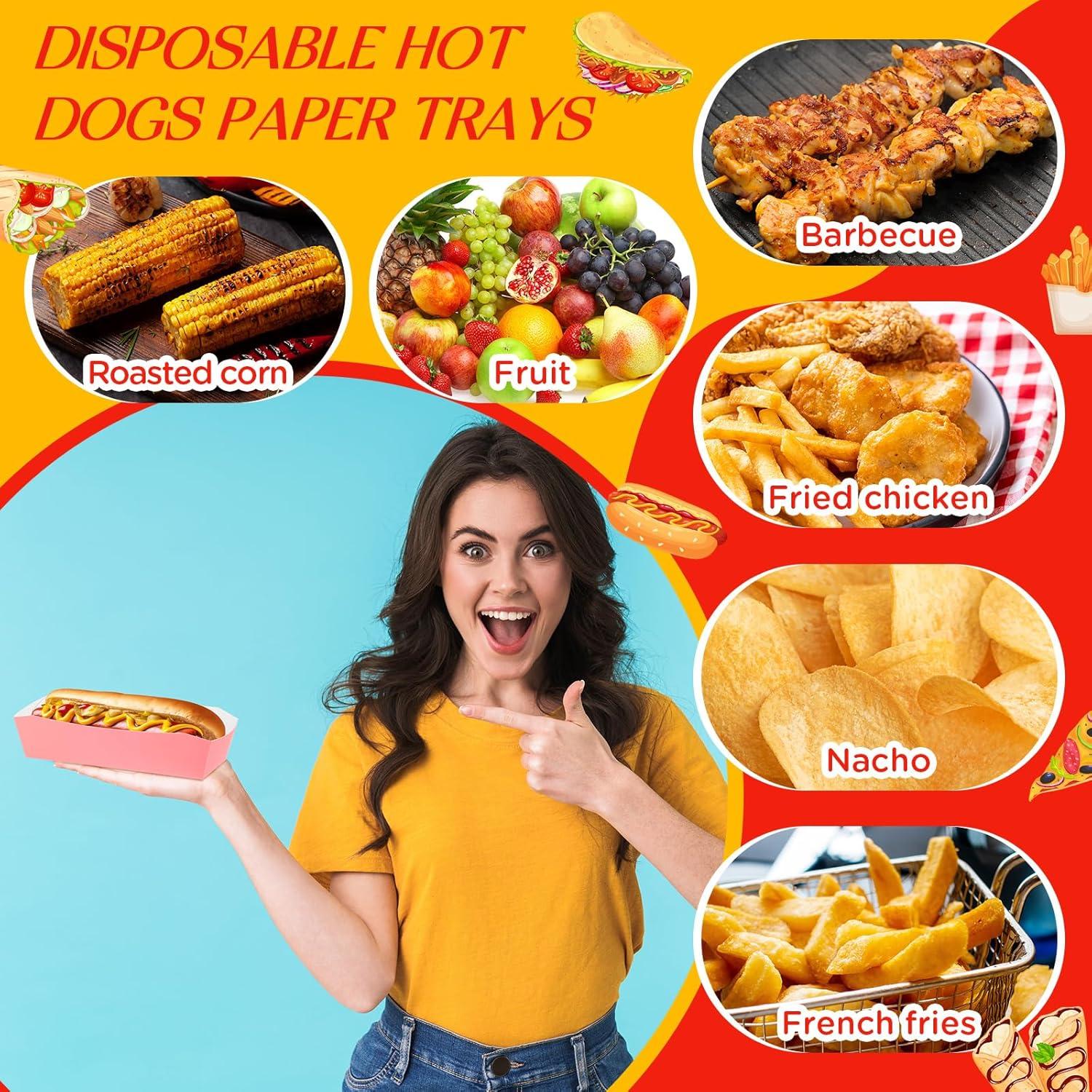 Bandejas de Papel Desechables Yeaqee 100 Pcs Rosa 21.5x14.6 cm