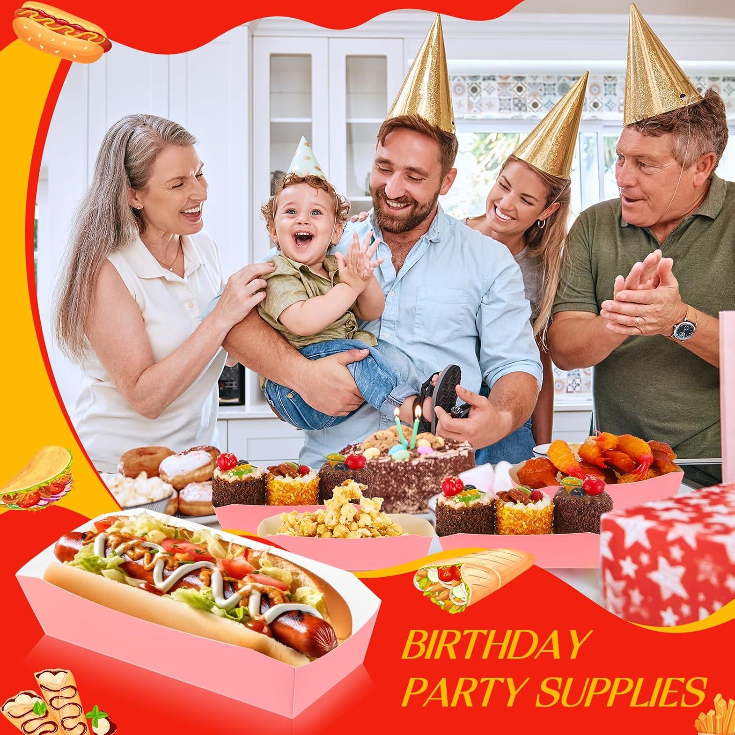 Bandejas de Papel Desechables Yeaqee 100 Pcs Rosa 21.5x14.6 cm