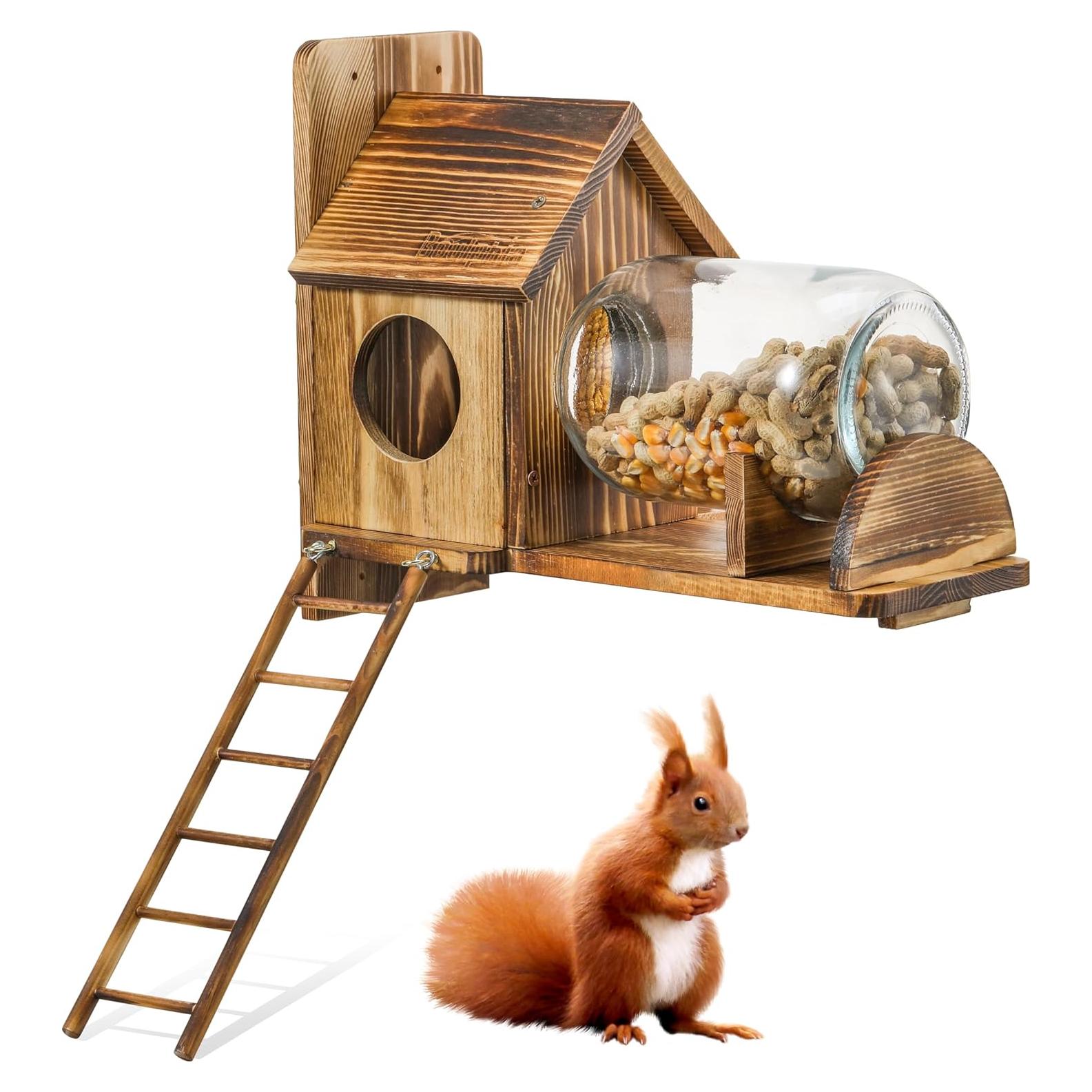 Comedero para Ardillas Boulphia de Madera con Frasco y Soporte