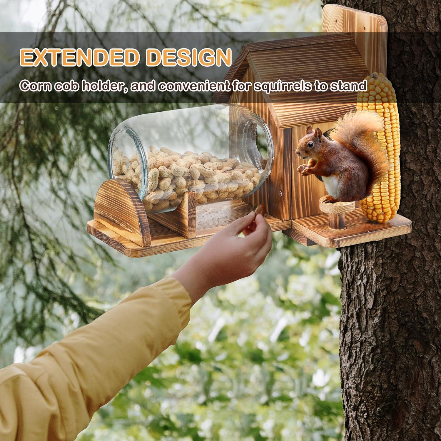 Comedero para Ardillas Boulphia de Madera con Frasco y Soporte