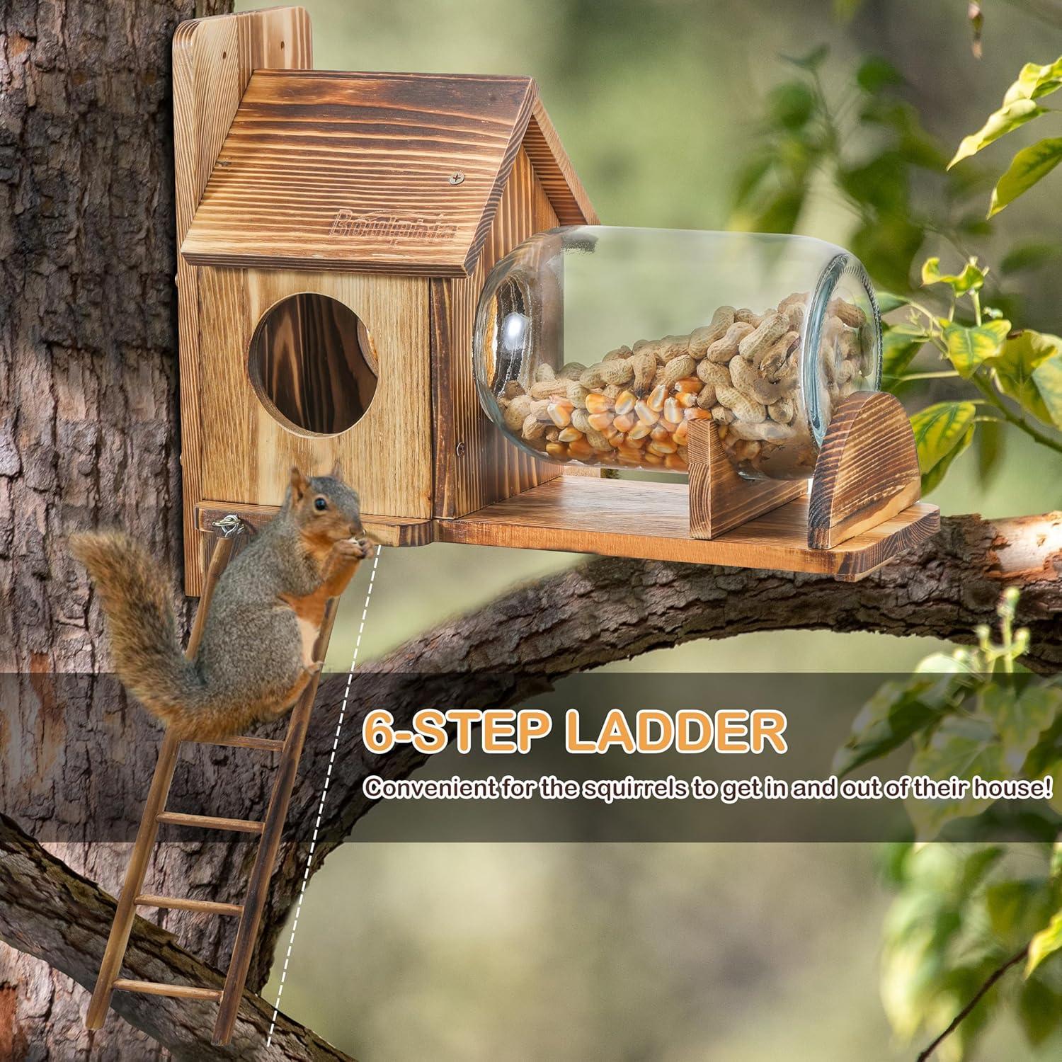 Comedero para Ardillas Boulphia de Madera con Frasco y Soporte