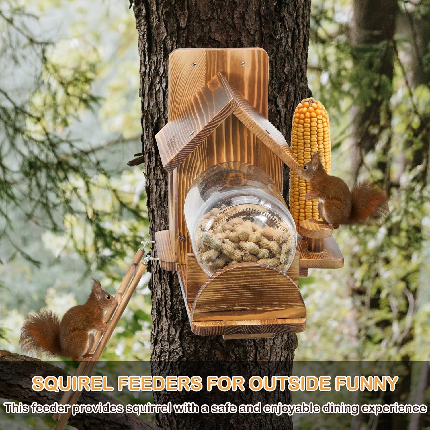 Comedero para Ardillas Boulphia de Madera con Frasco y Soporte