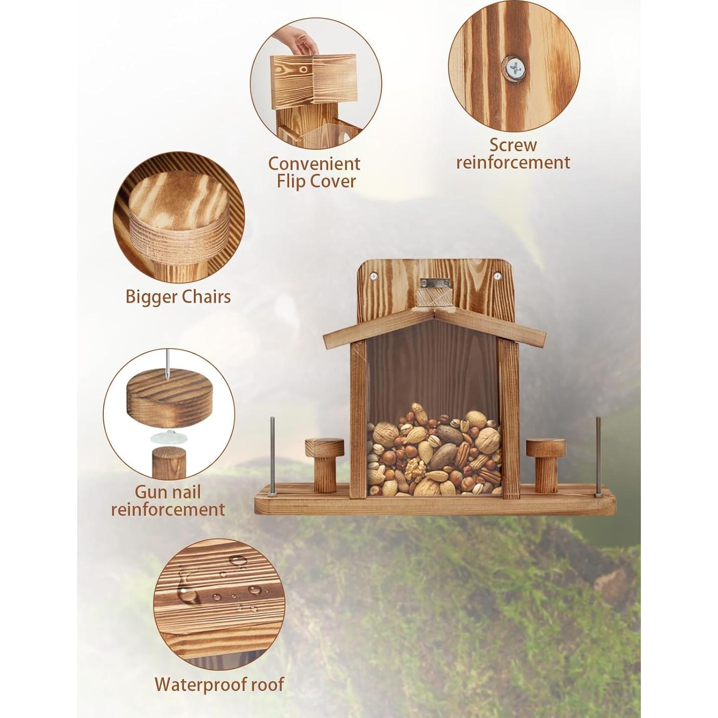 Comedero para Ardillas Turosur de Madera 39.9x15cm