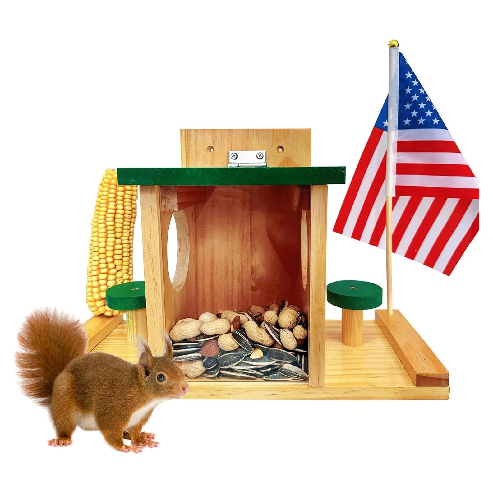 Comedero para Ardillas Whesamy de Madera Resistente 32x14.5cm