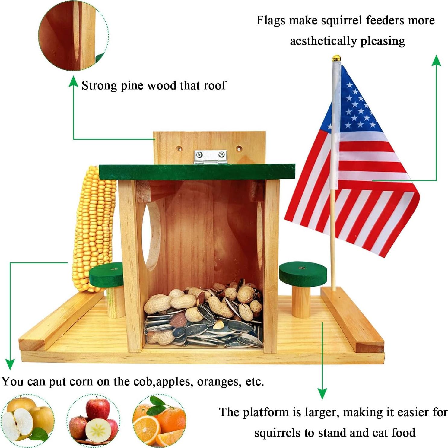 Comedero para Ardillas Whesamy de Madera Resistente 32x14.5cm