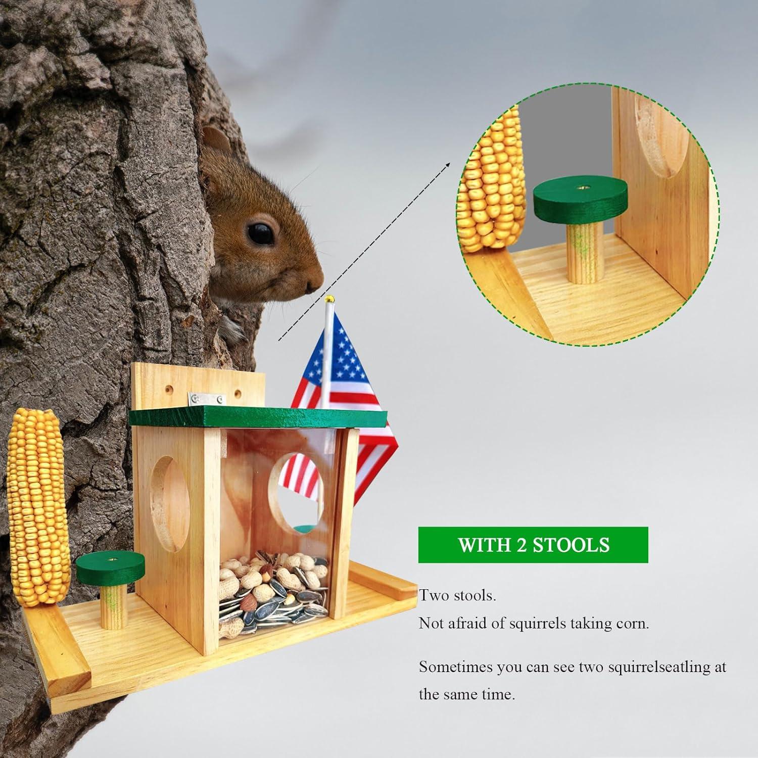 Comedero para Ardillas Whesamy de Madera Resistente 32x14.5cm