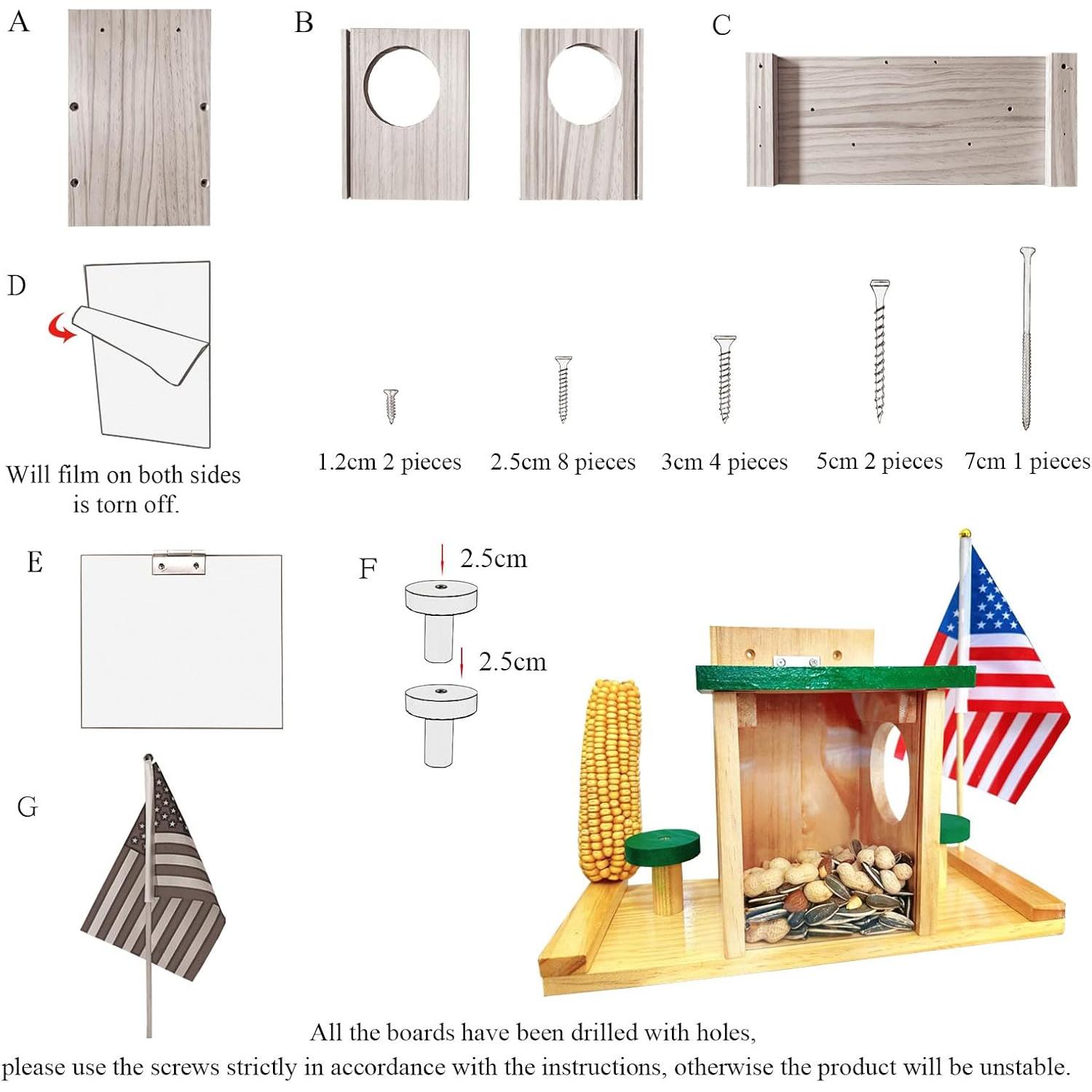 Comedero para Ardillas Whesamy de Madera Resistente 32x14.5cm