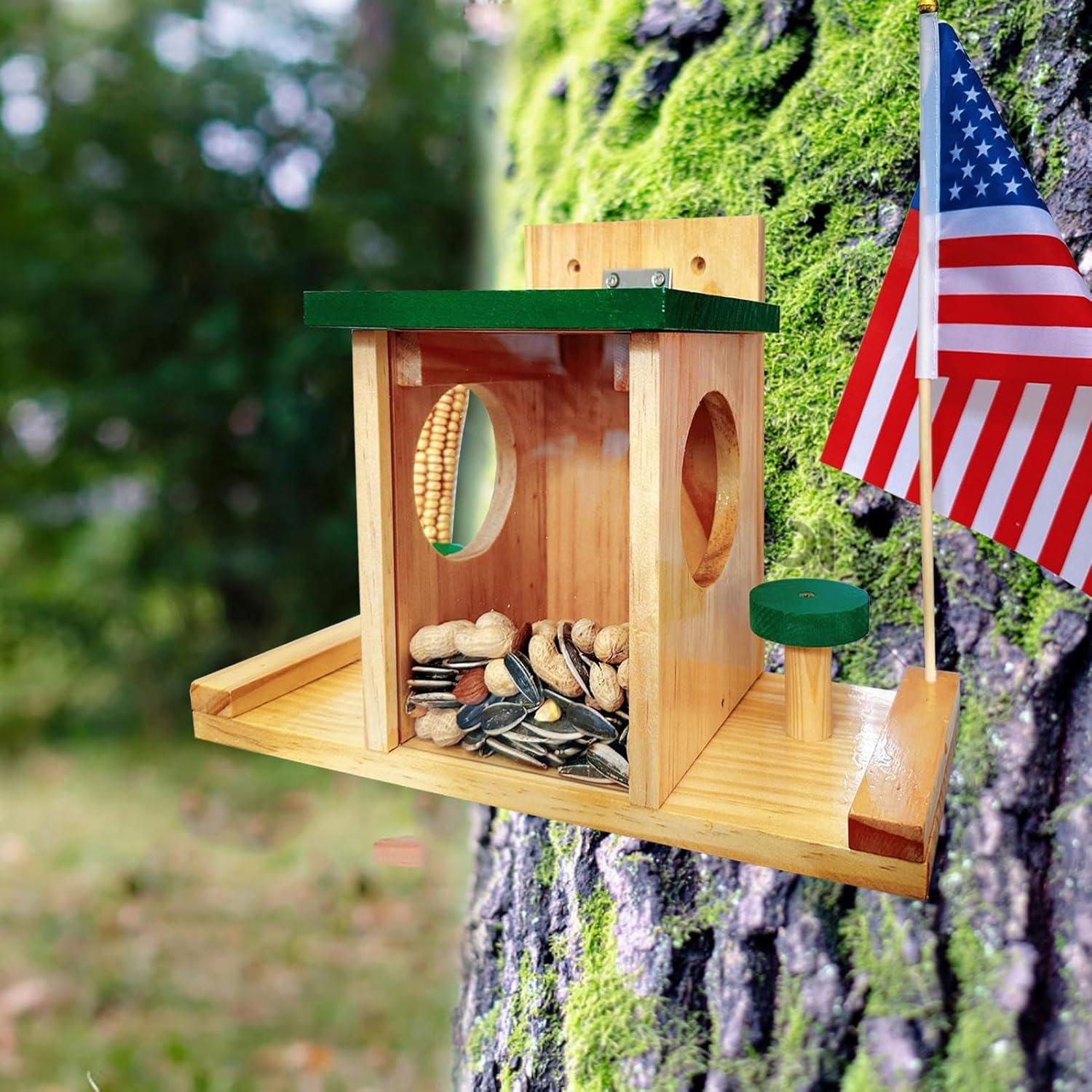 Comedero para Ardillas Whesamy de Madera Resistente 32x14.5cm