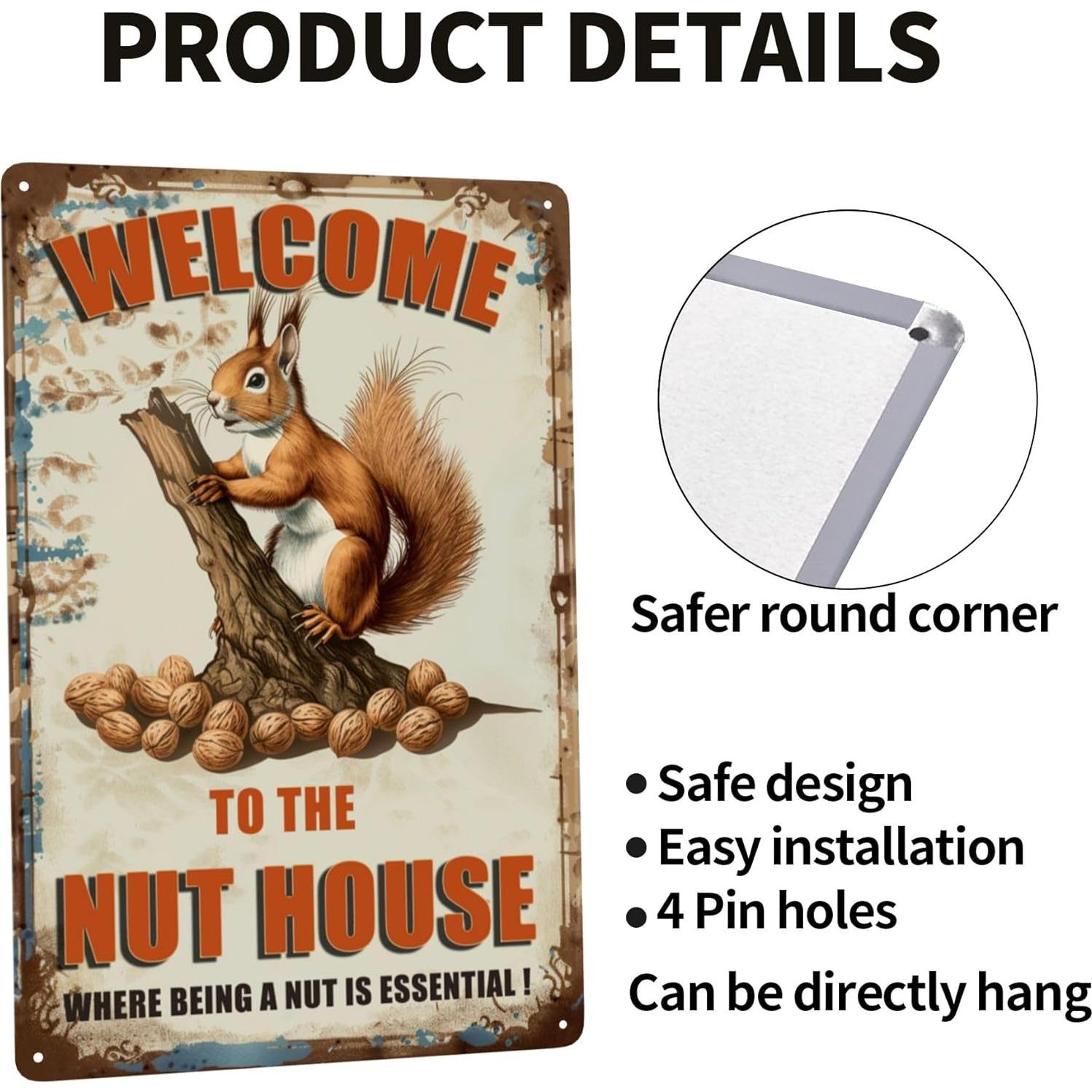 Señal de Bienvenida Ardillas Naranja 30x20 cm Metal Vivibride