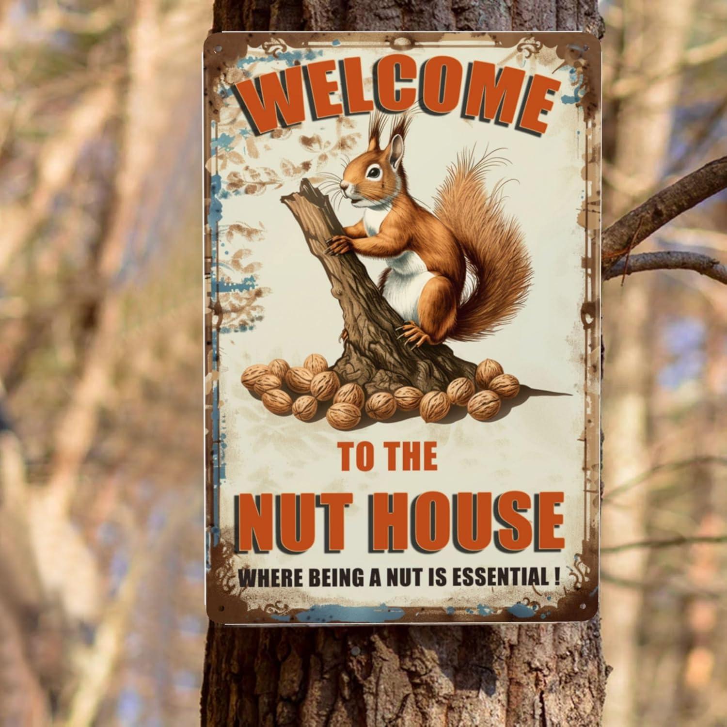 Señal de Bienvenida Ardillas Naranja 30x20 cm Metal Vivibride