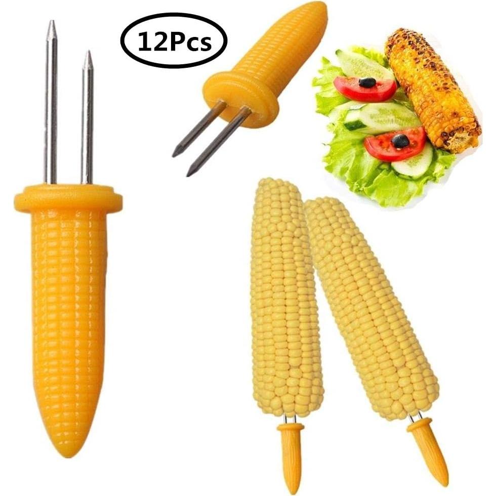 Soportes de maíz Maxmartt de acero inoxidable - 12 piezas
