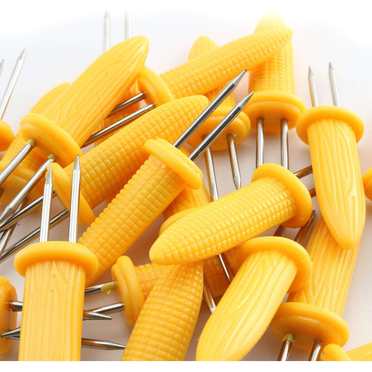 Tenedores de Maíz RLECS 20pcs Acero Inoxidable con Mango Plástico