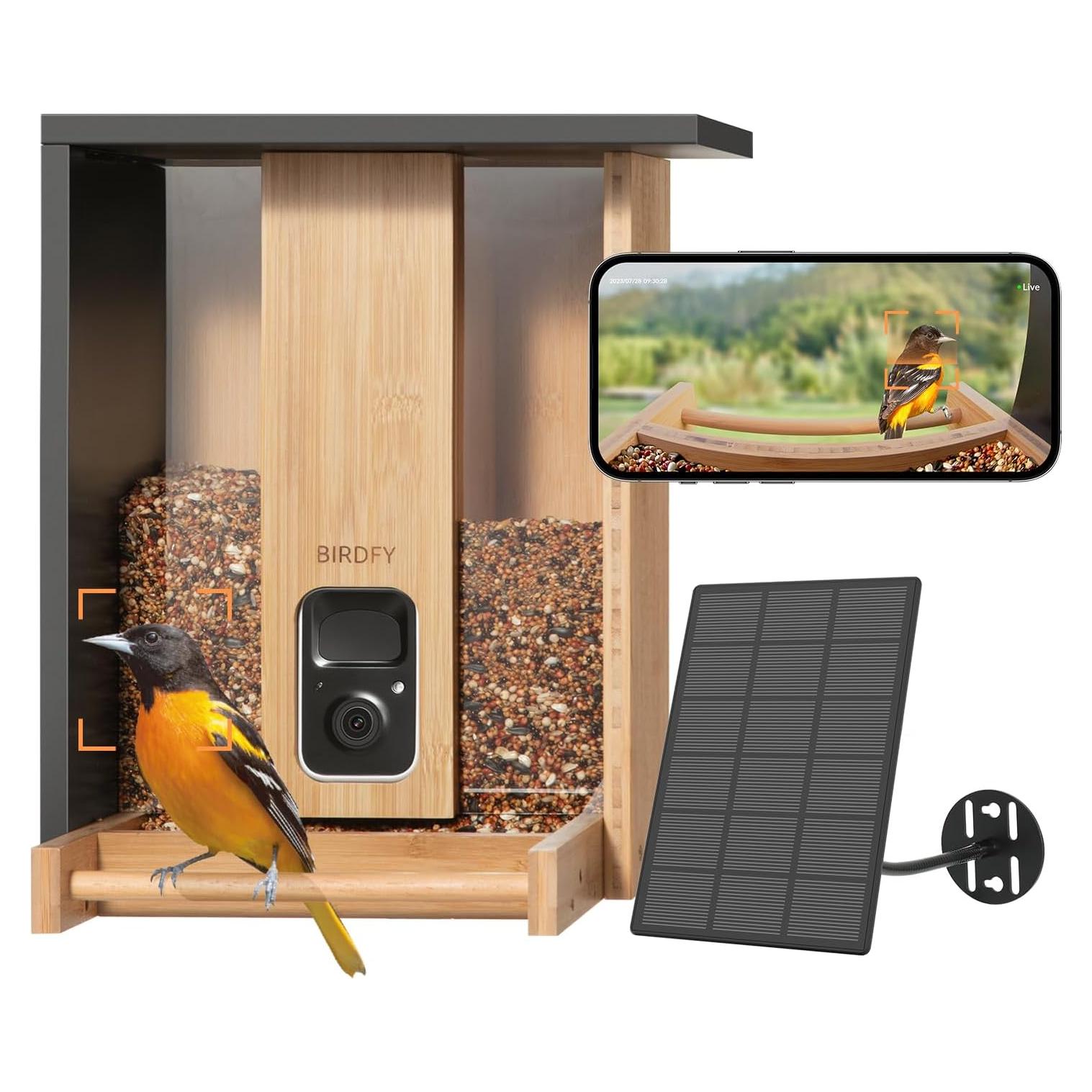 Comedero de Aves Inteligente NETVUE Bambú 3.5L con Cámara AI