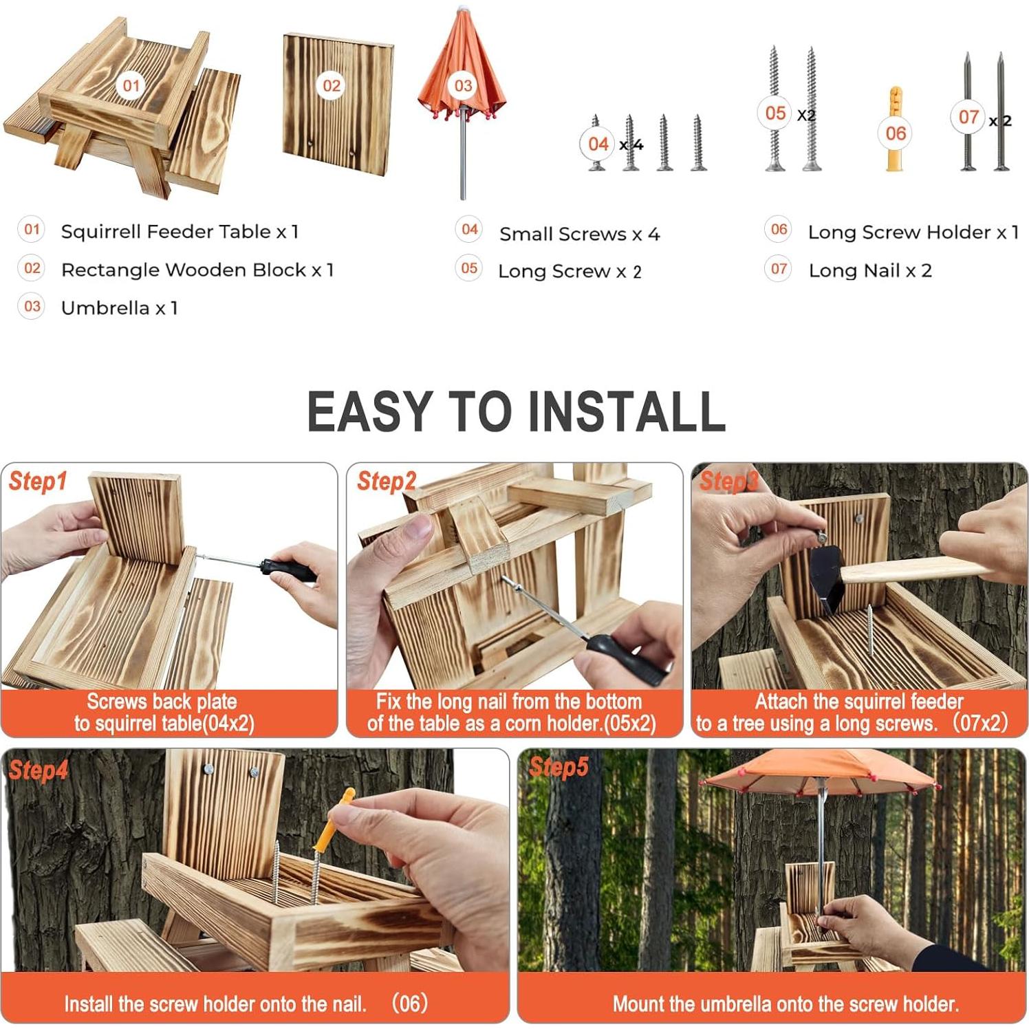 Mesa de Picnic para Ardillas LTTGX con Paraguas Rojo 0.55 kg