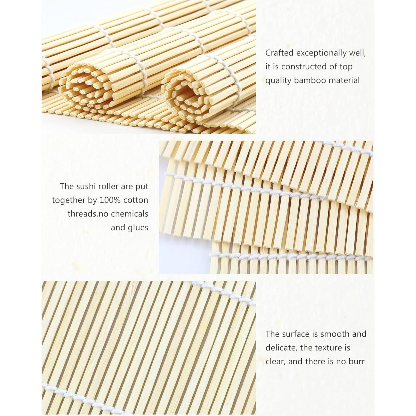 Estera de Bambú para Sushi JIALEEY - Set de 4 Piezas 24.1 cm