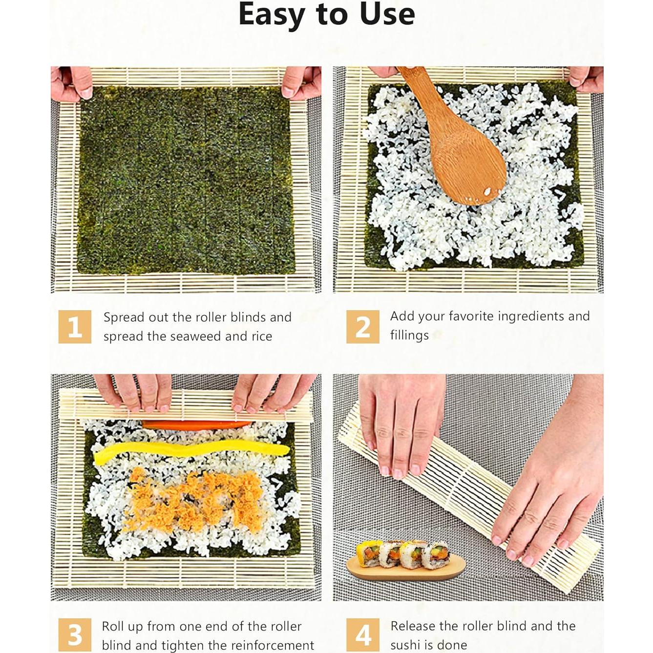 Estera de Bambú para Sushi JIALEEY - Set de 4 Piezas 24.1 cm