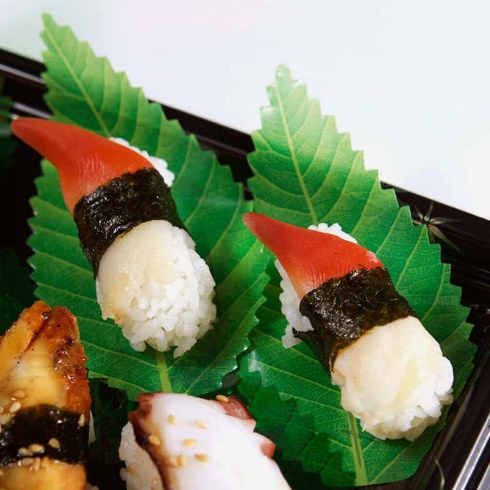 Hojas Decorativas para Sushi Ciieeo 200 Piezas Verde 11.9x6.2cm