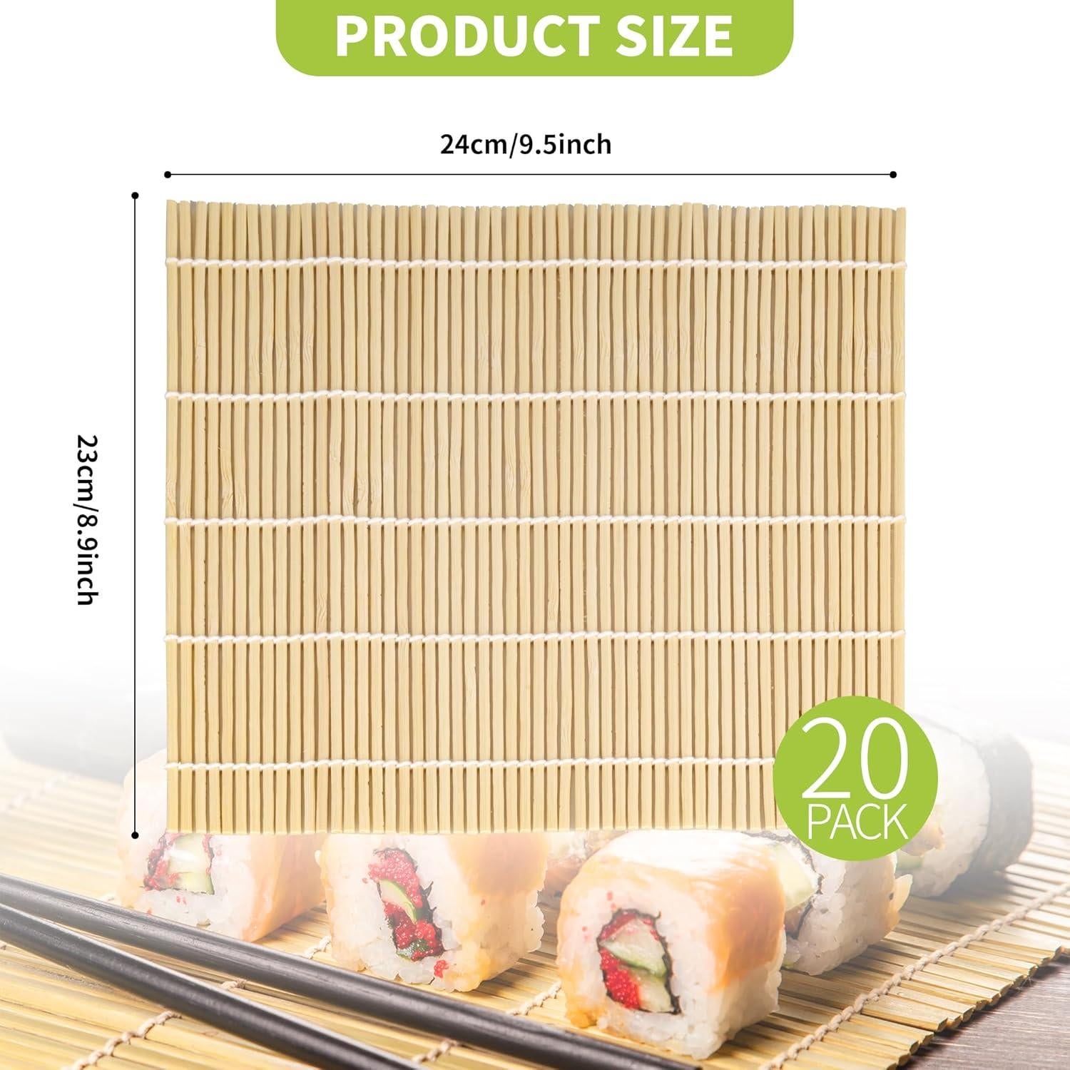 20 Estera de Sushi de Bambú Axigundaone 24x22.5 cm Reutilizable